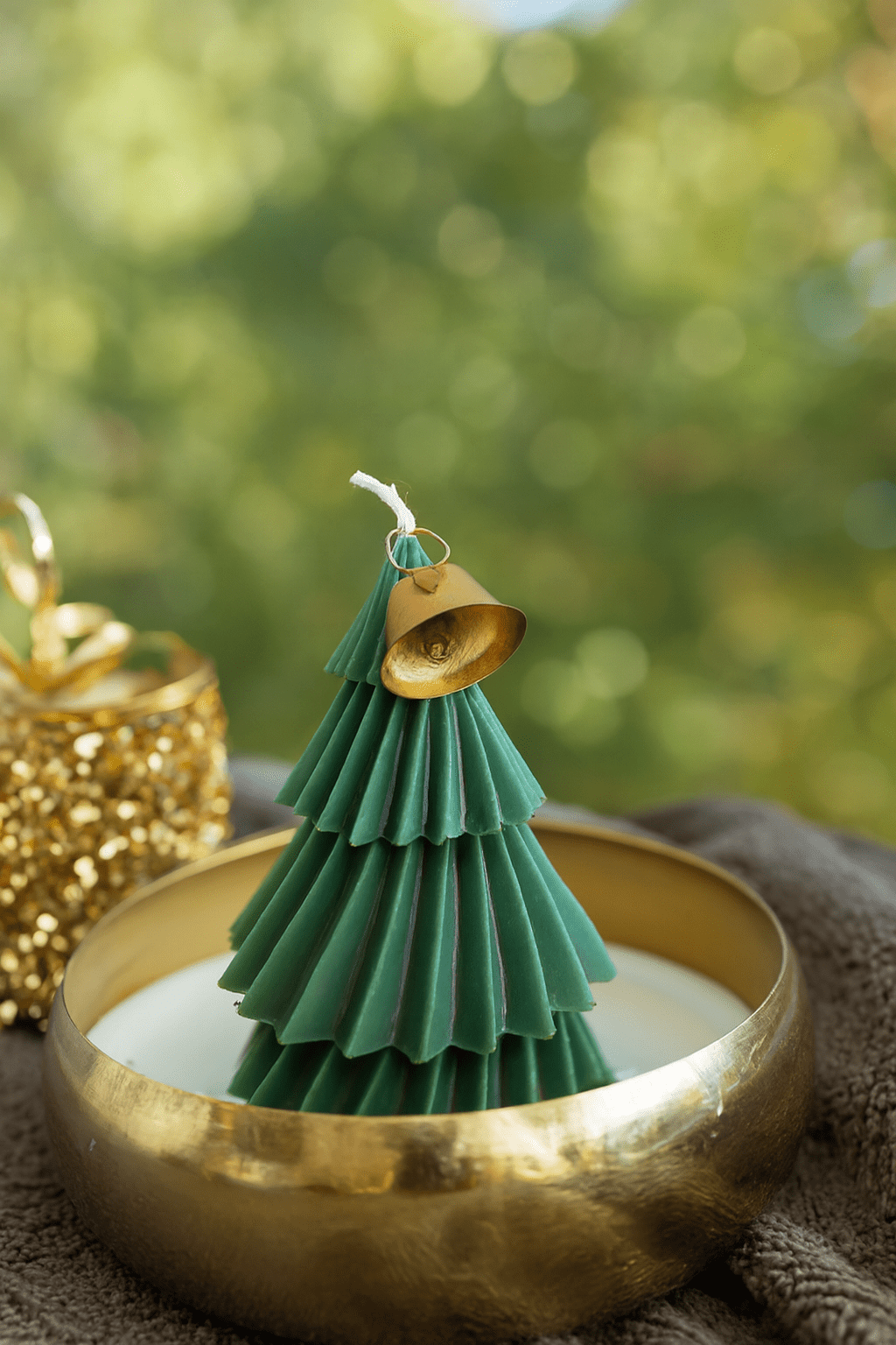 Christmas Tree Urli Candle | Festive Decorative Candle Bowl – Candles & Fragrances on Brown Living™. SKU: LUSH_0029. Img 3.