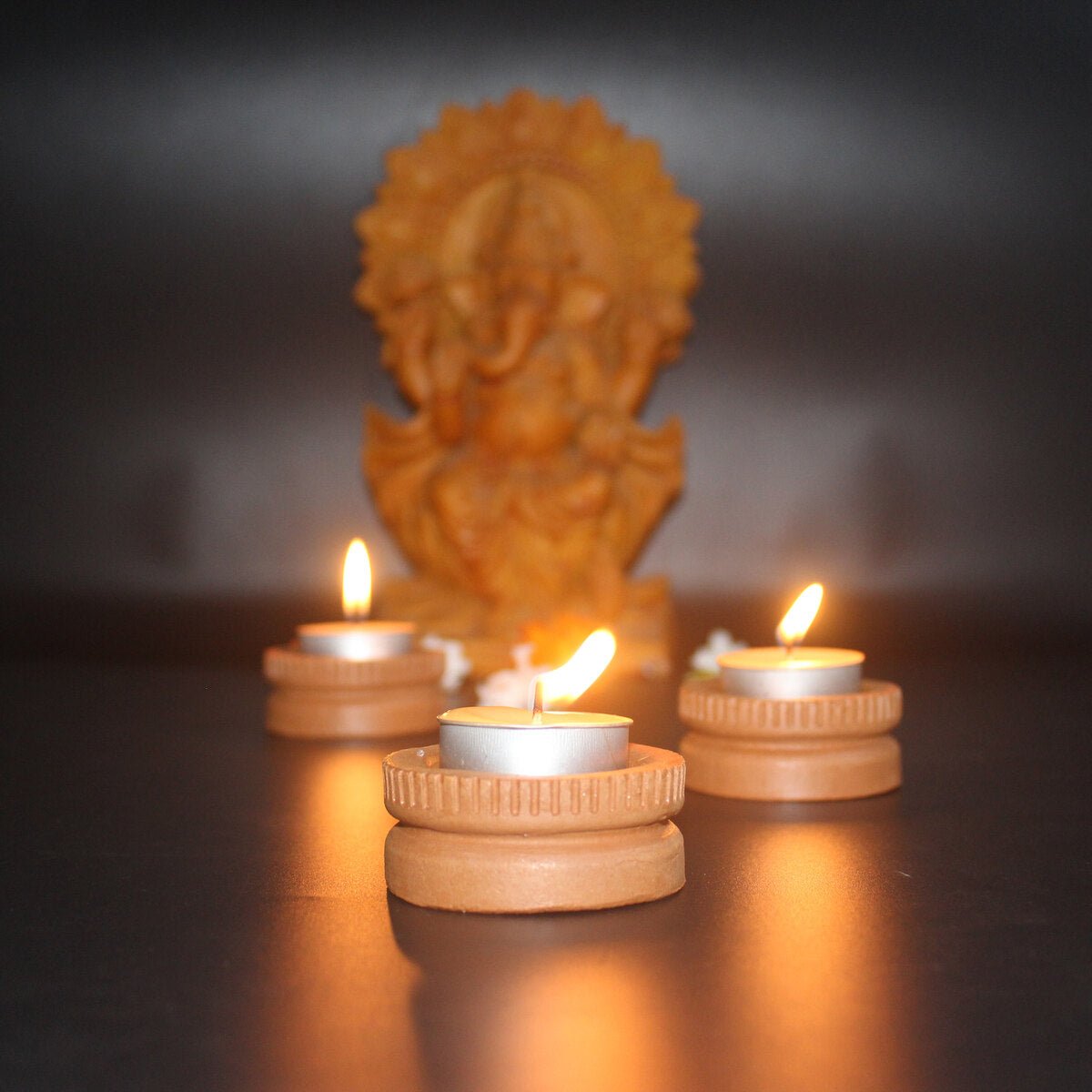Tab Tech Candle Holder - Set of 6 with 6 Free Soywax Tealights | Verified Sustainable by Brown Living™