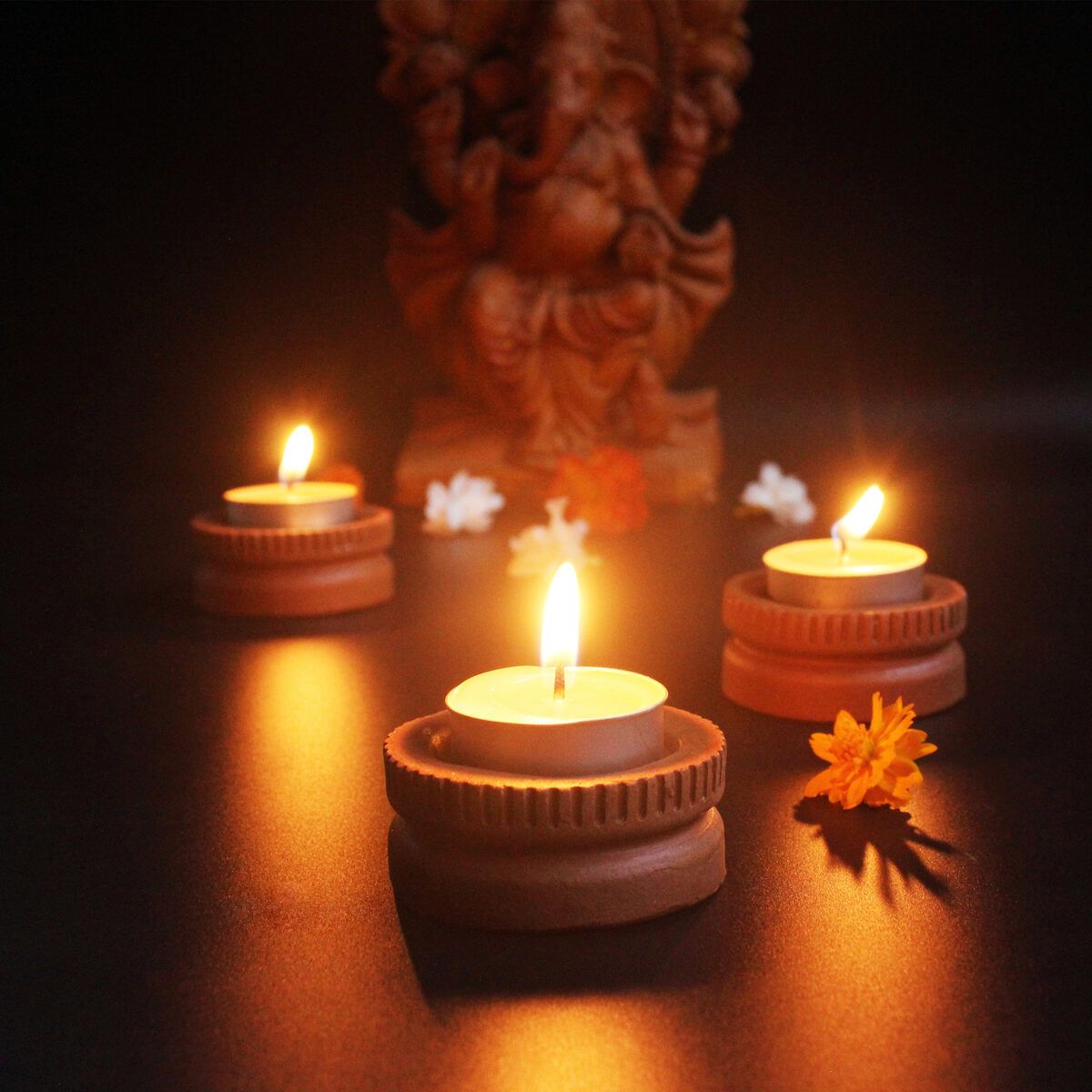 Tab Tech Candle Holder - Set of 6 with 6 Free Soywax Tealights | Verified Sustainable by Brown Living™