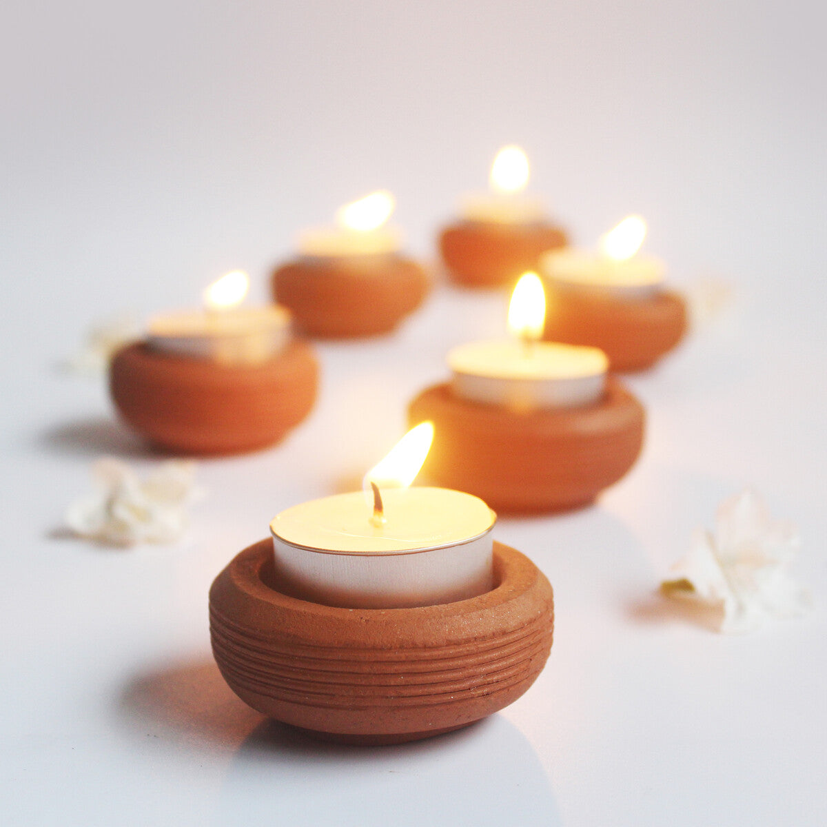 Tab Wheel Candle Holder - Set Of 6 with 6 Free Soywax Tealights – Candles & Fragrances on Brown Living™. SKU: CHTB - WHL/6. Img 3.