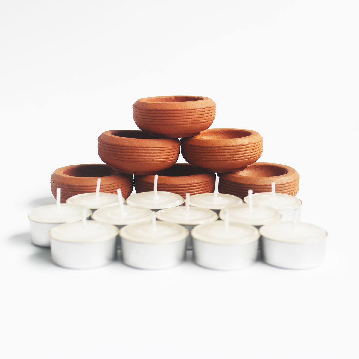 Tab Wheel Candle Holder - Set Of 6 with 6 Free Soywax Tealights – Candles & Fragrances on Brown Living™. SKU: CHTB - WHL/6. Img 2.