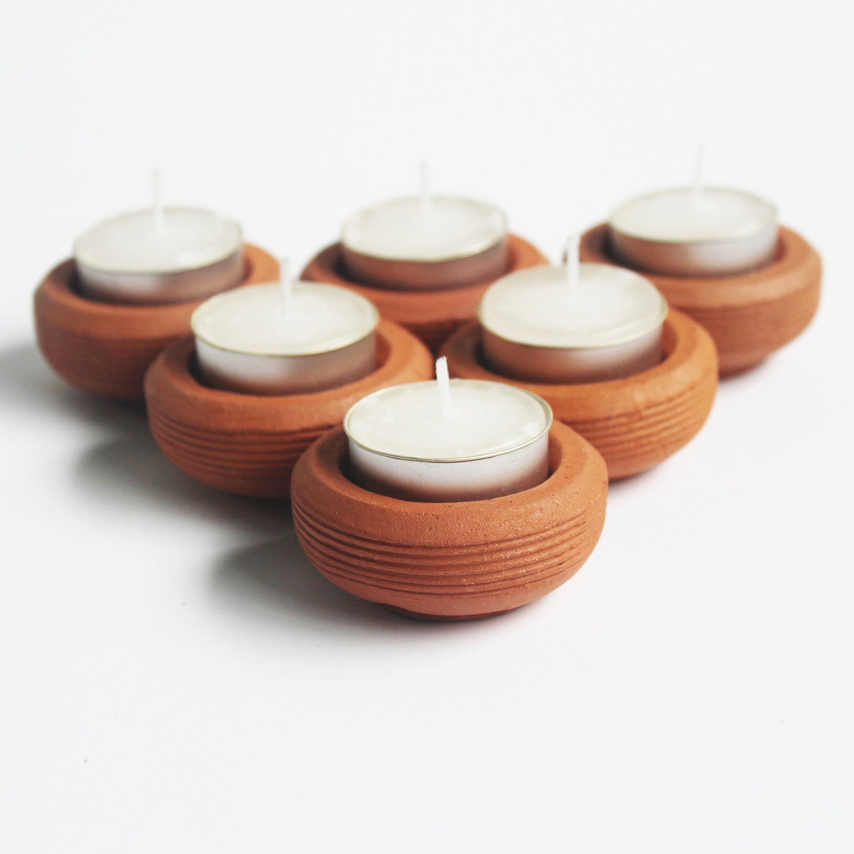 Tab Wheel Candle Holder - Set Of 6 with 6 Free Soywax Tealights – Candles & Fragrances on Brown Living™. SKU: CHTB - WHL/6. Img 5.