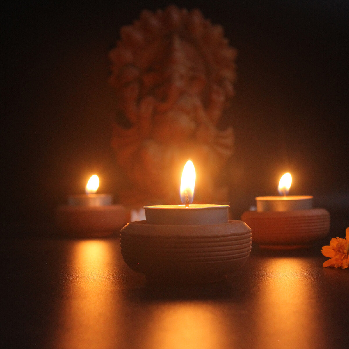 Tab Wheel Candle Holder - Set Of 6 with 6 Free Soywax Tealights – Candles & Fragrances on Brown Living™. SKU: CHTB - WHL/6. Img 6.