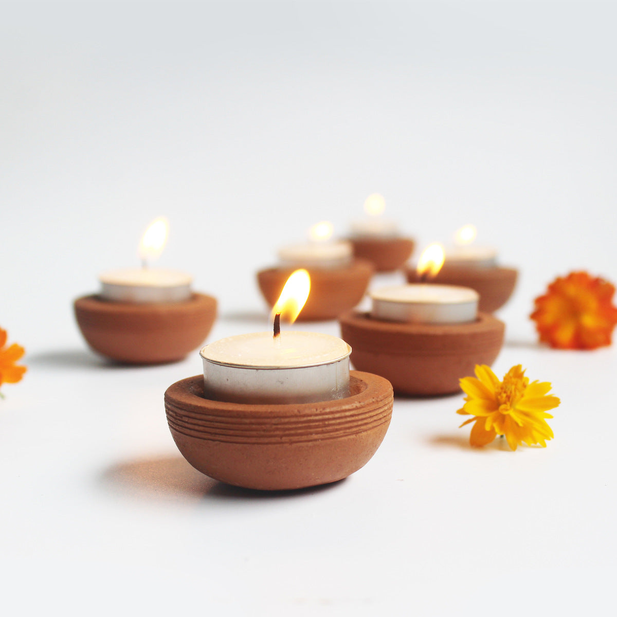 Tab Zems Candle Holder - Set Of 6 with Free 6 Soywax Tealights – Candles & Fragrances on Brown Living™. SKU: CHTB - ZEM/6. Img 5.