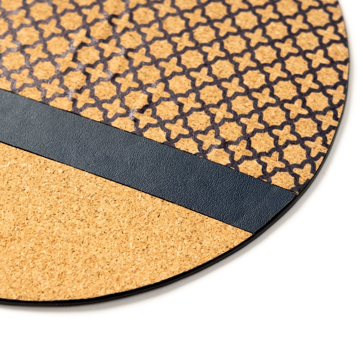 Circular Mouse Pad – Plant Leather & Cork (Blue & Cork) – Desk Accessories on Brown Living™. SKU: CPMPGH003. Img 3.