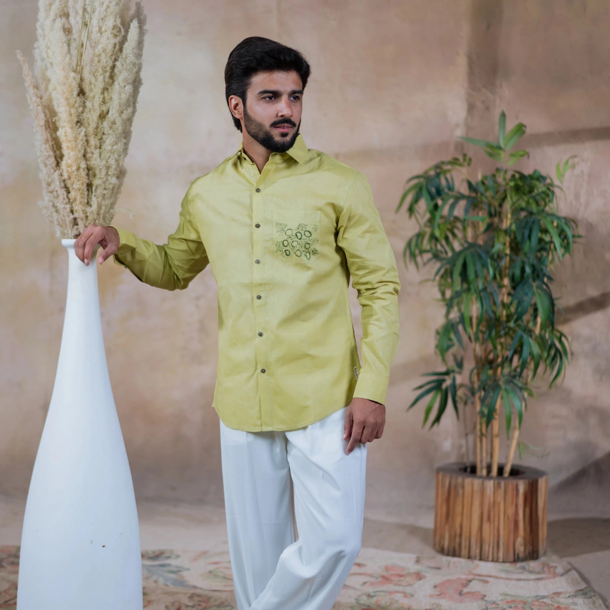 Cirrus Linen Shirt For Men Lightweight Breathable Shirt – Men Shirt on Brown Living™. SKU: Aayu27. Img 2.