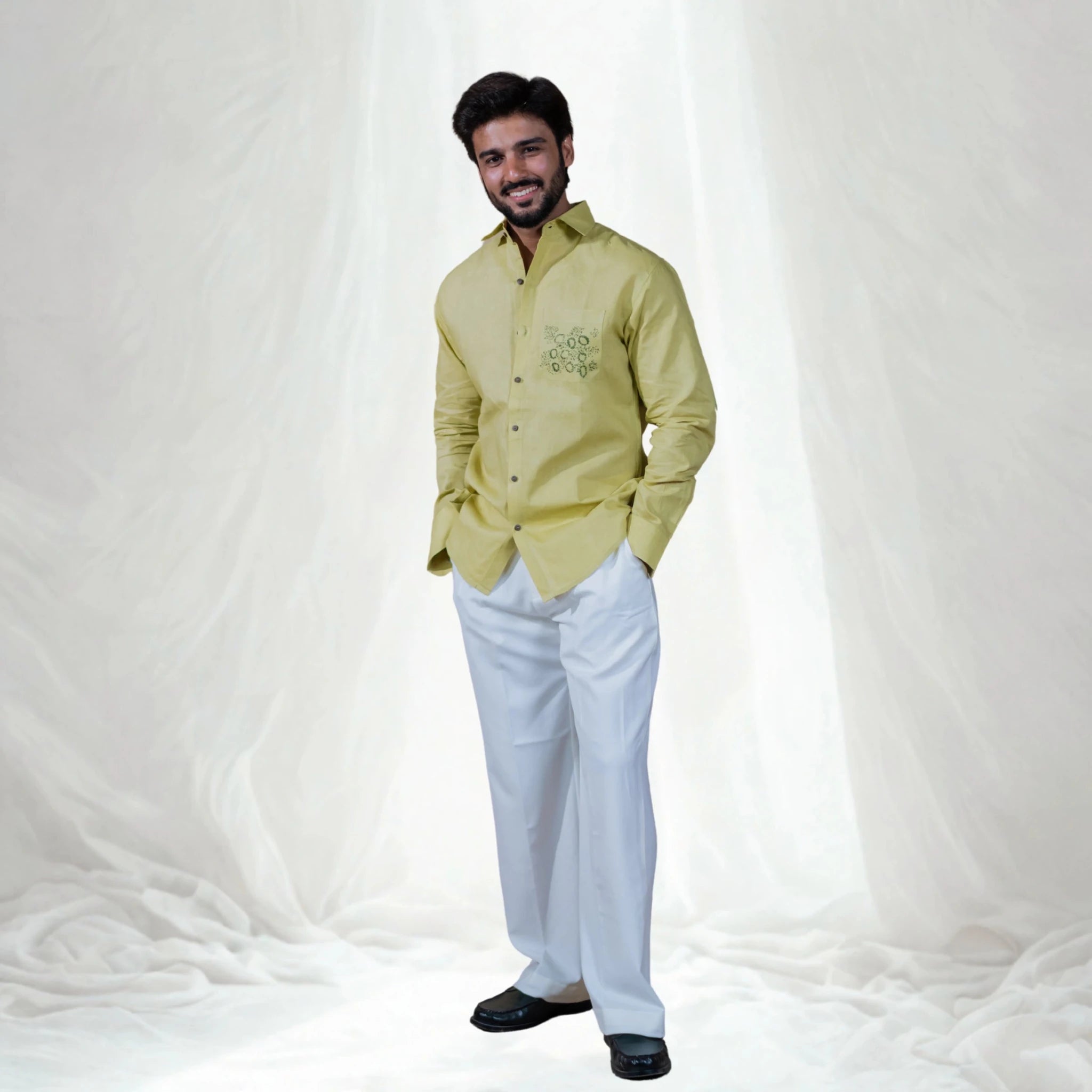 Cirrus Linen Shirt For Men Lightweight Breathable Shirt – Men Shirt on Brown Living™. SKU: Aayu27. Img 1.