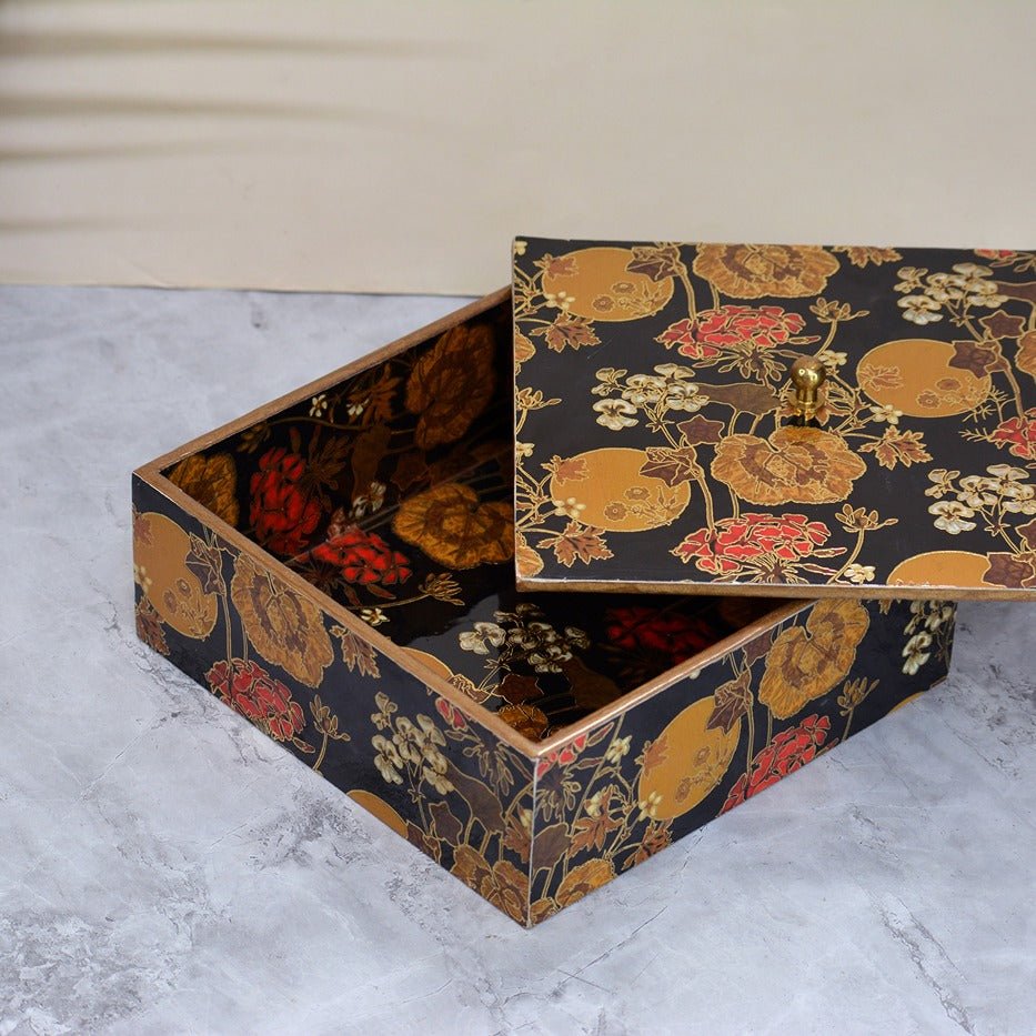Classic Black Handcrafted MDF Box – Home Decor on Brown Living™. SKU: MJ00096BX. Img 3.