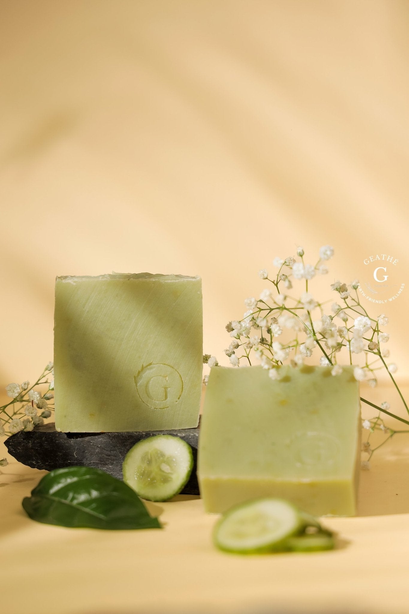 Clay And Cucumber Handmade Soap Refreshing Natural Bath Bar – Body Soap on Brown Living™. SKU: CC024. Img 1.