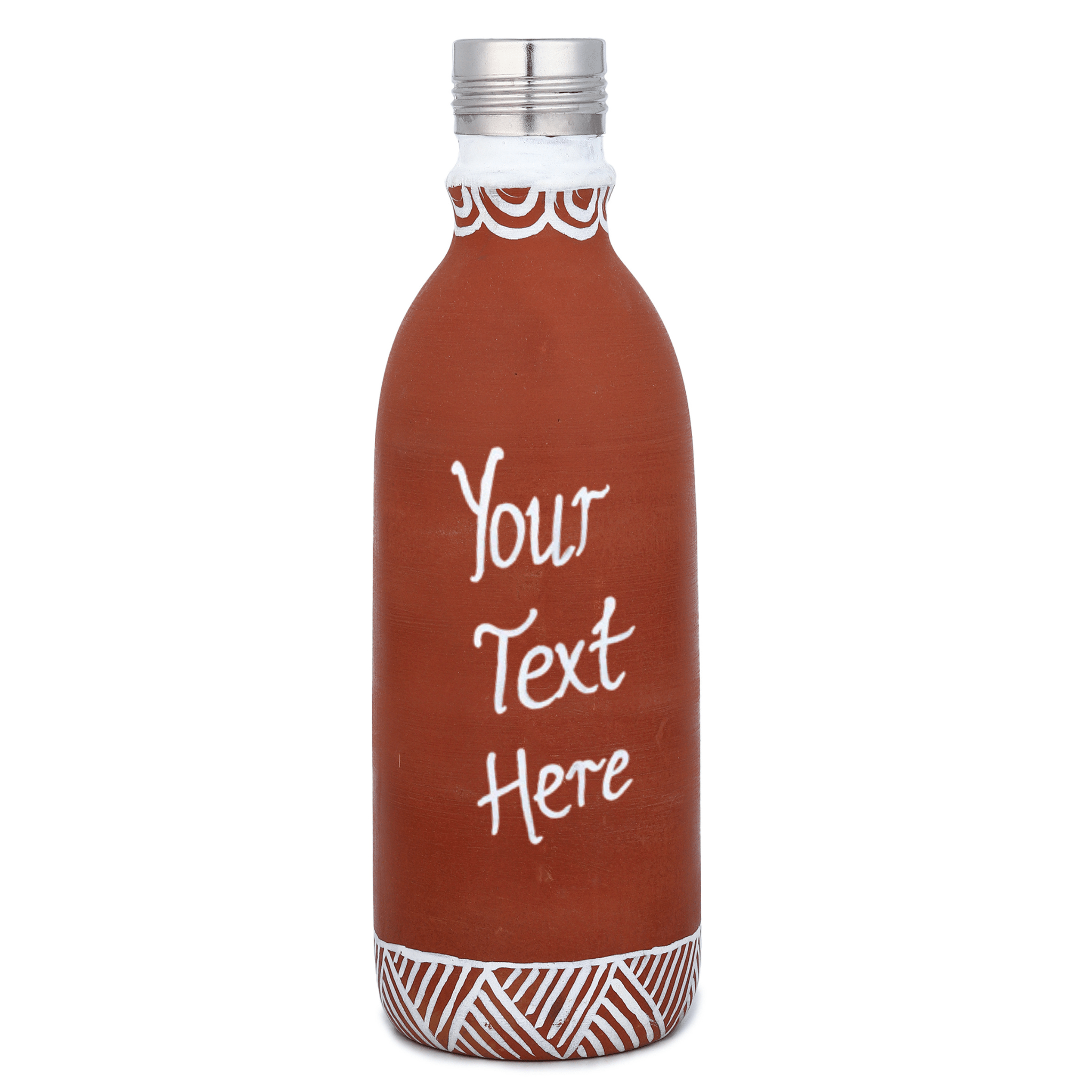 Clay Bottle Steel Cap Hand Painted Musical Warli Art – Bottles & Sippers on Brown Living™. SKU: NMM-02-PY-500. Img 9.