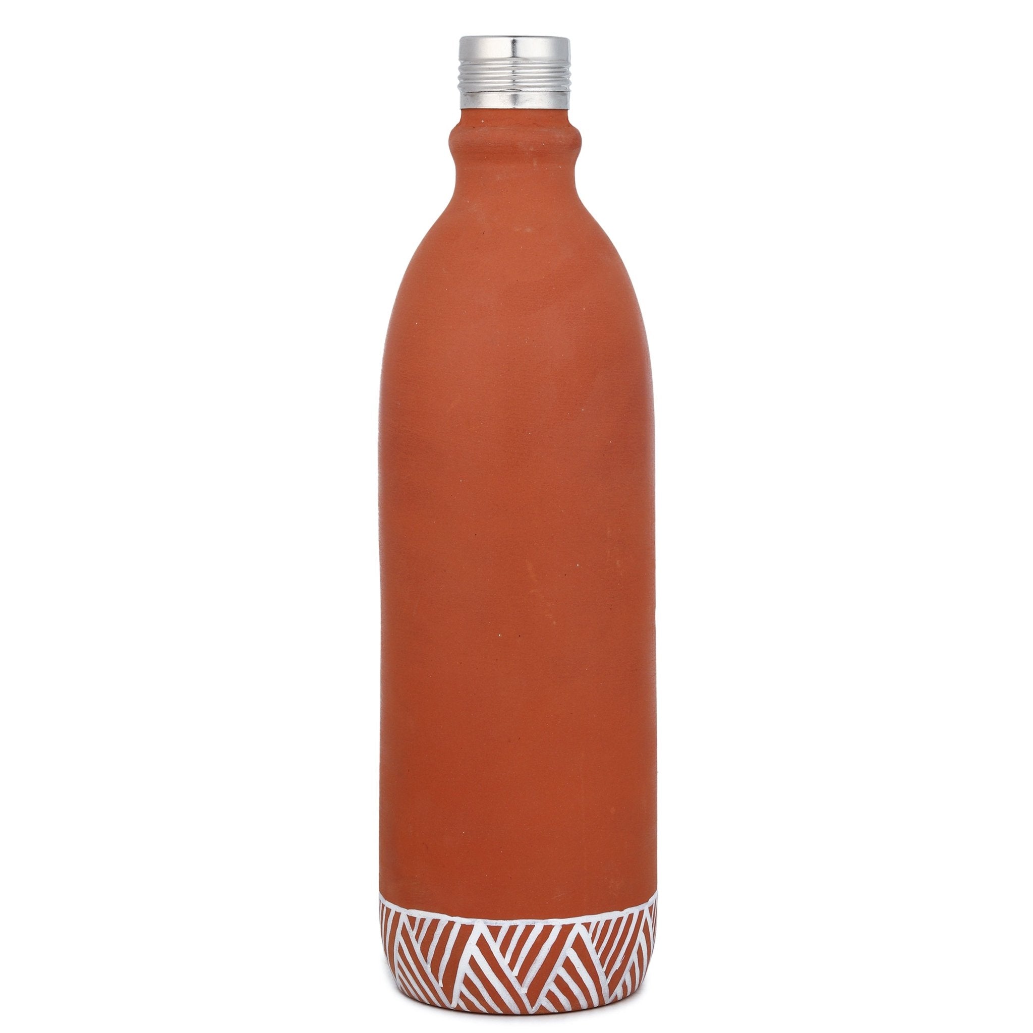 Clay Bottle Steel Cap Hand Painted Om Spiritual Art – Bottles & Sippers on Brown Living™. SKU: NMM-03-PN-1000. Img 4.