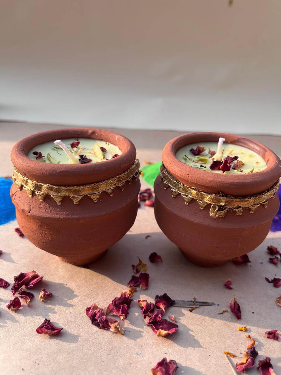 Clay Kulhad Thandai Candle | Handcrafted Eco - Friendly Candle – Candles & Fragrances on Brown Living™. SKU: LUSH_0015. Img 1.