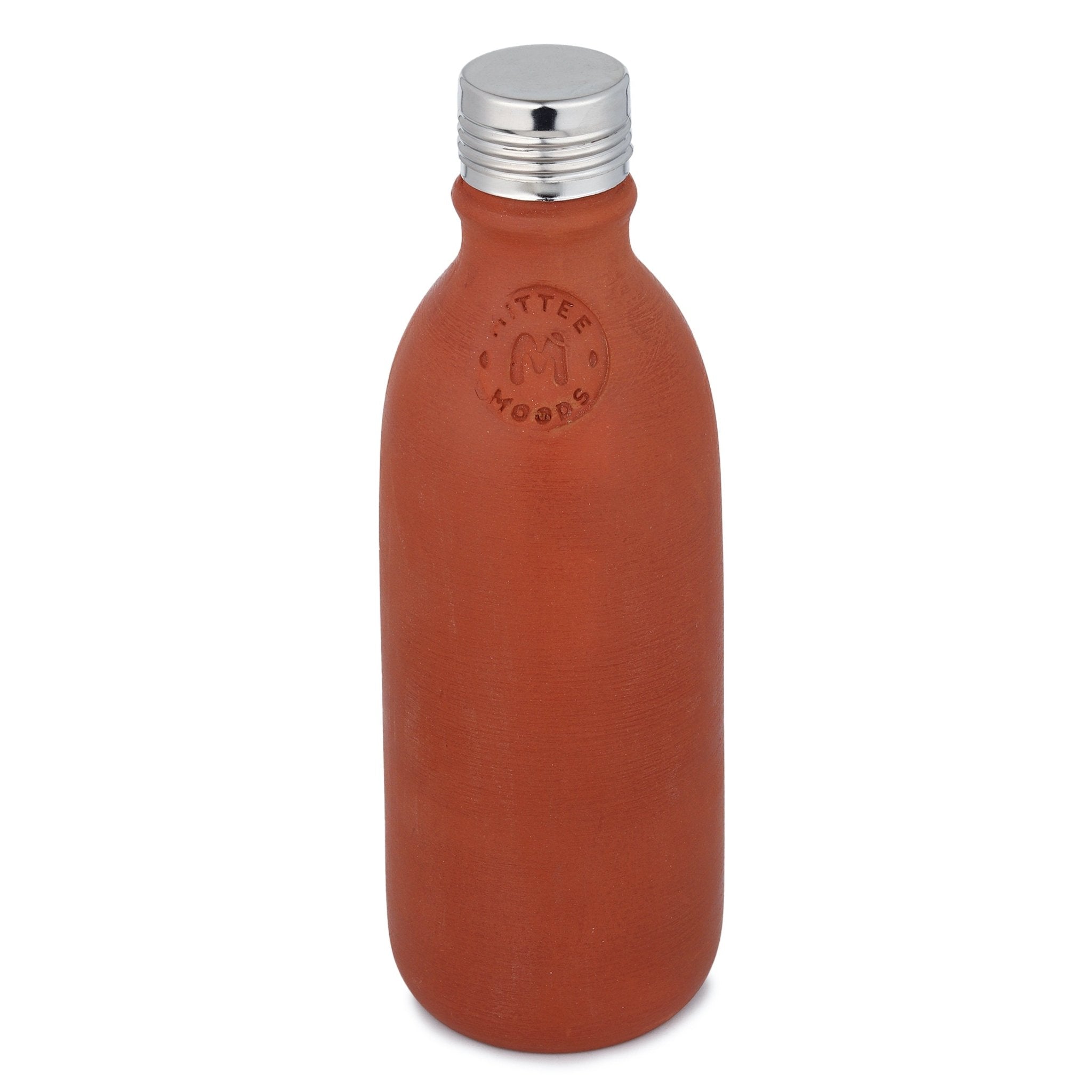 Clay Water Bottle Steel Cap Natural Terracotta (Non - Painted) – Bottles & Sippers on Brown Living™. SKU: NNMM-01-PN-500. Img 7.