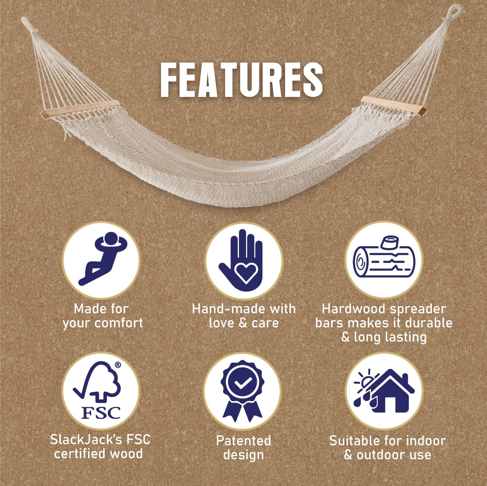 Closeweave Rope Hammock | Jhula for Adult & Kids | Home & Garden Swing – Indoor & Outdoor Play Equipments on Brown Living™. SKU: CWCRH-42. Img 5.