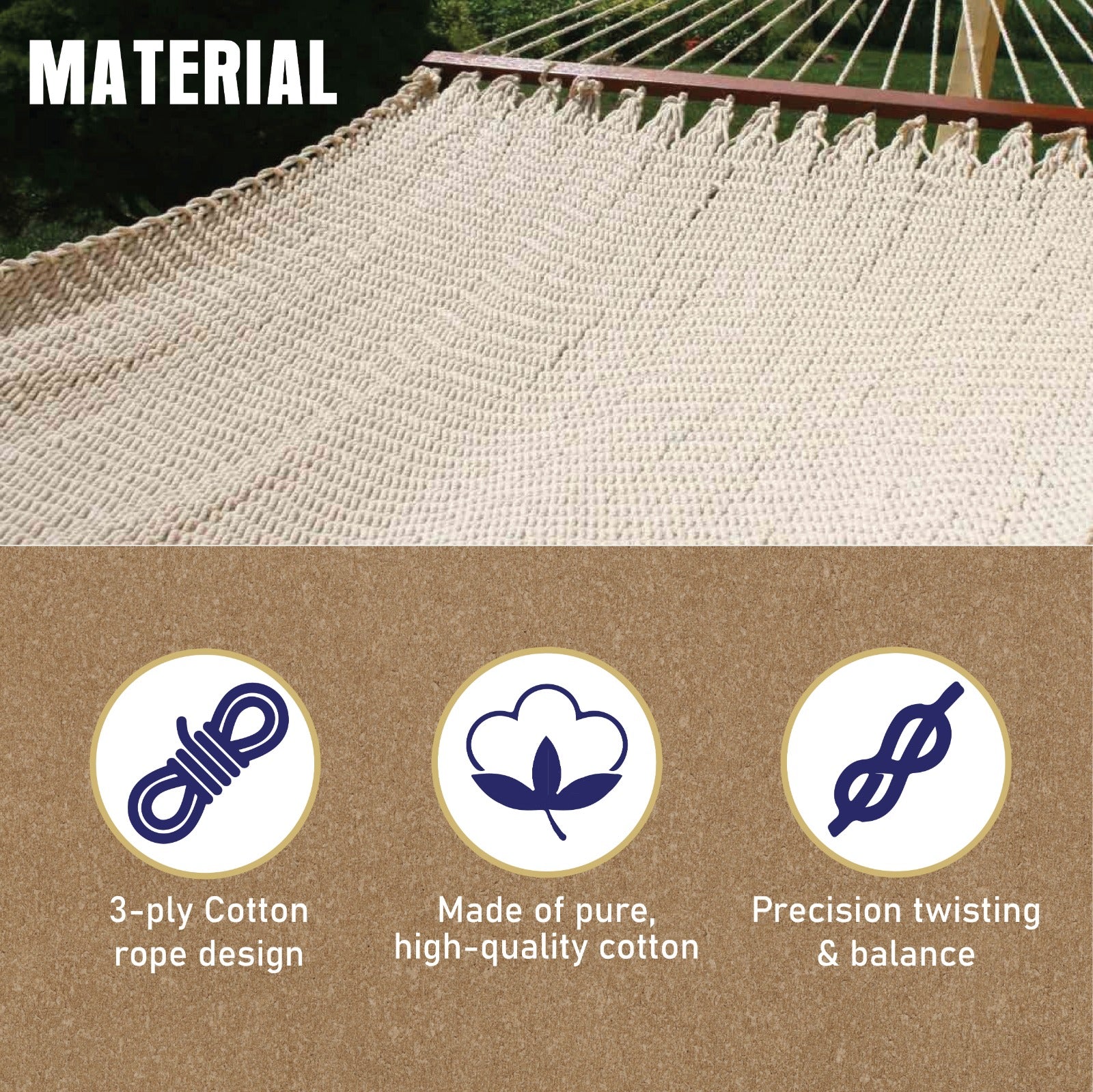 Closeweave Rope Hammock | Jhula for Adult & Kids | Home & Garden Swing – Indoor & Outdoor Play Equipments on Brown Living™. SKU: CWCRH-42. Img 4.