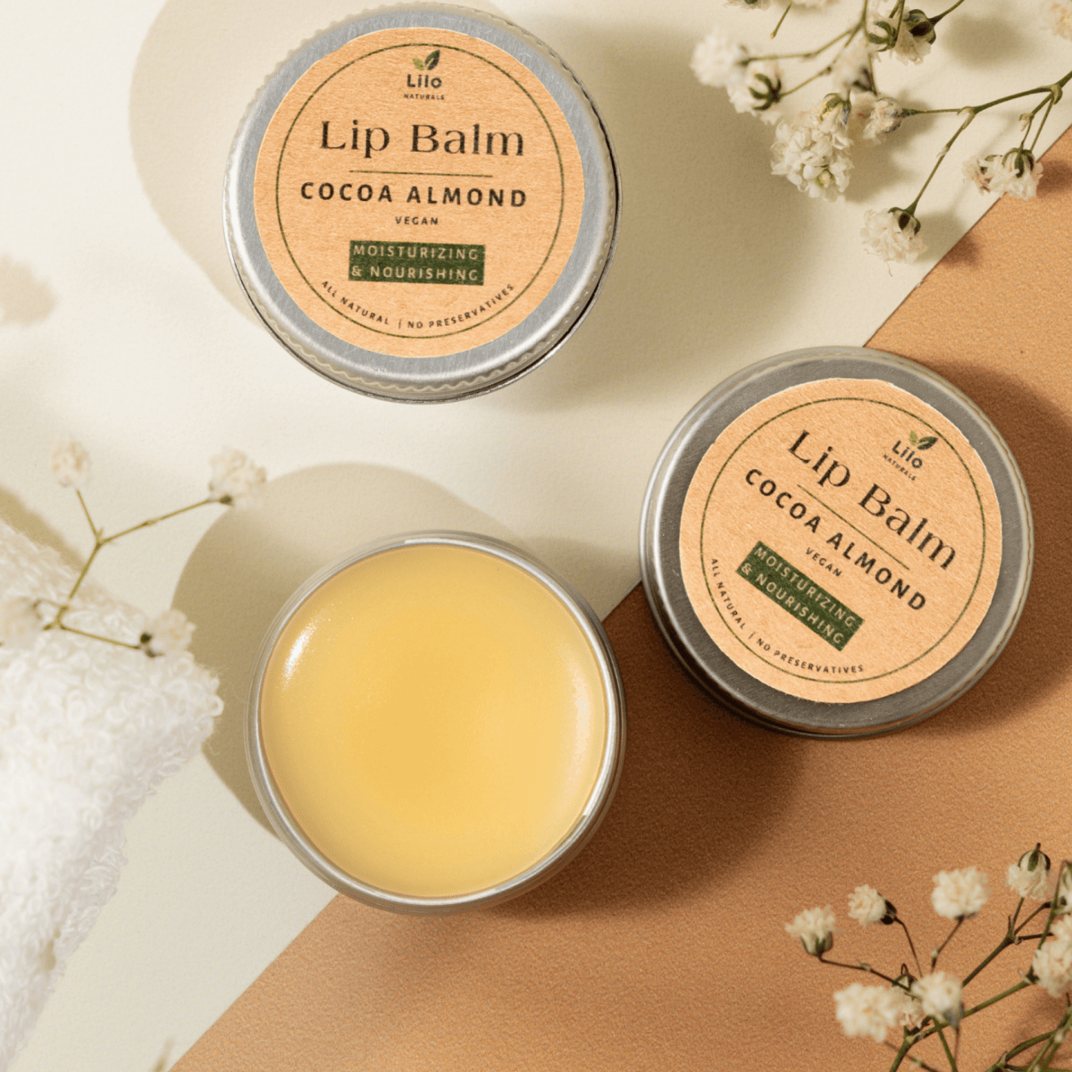 Cocoa Almond Lip Balm | For Dry & Chapped Lips – Lip Balms by Lilo Naturals available on Brown Living™. Pack Of 1 . SKU: SKU004 - 1. Img 7.