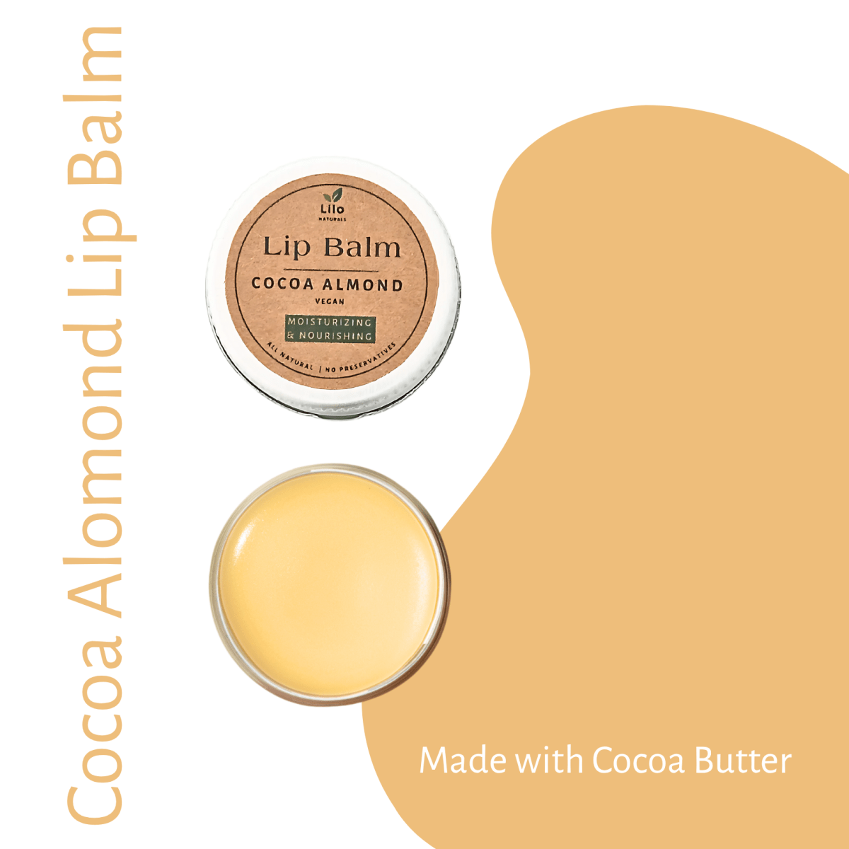 Cocoa Almond Lip Balm | For Dry & Chapped Lips – Lip Balms by Lilo Naturals available on Brown Living™. Pack Of 1 . SKU: SKU004 - 1. Img 2.