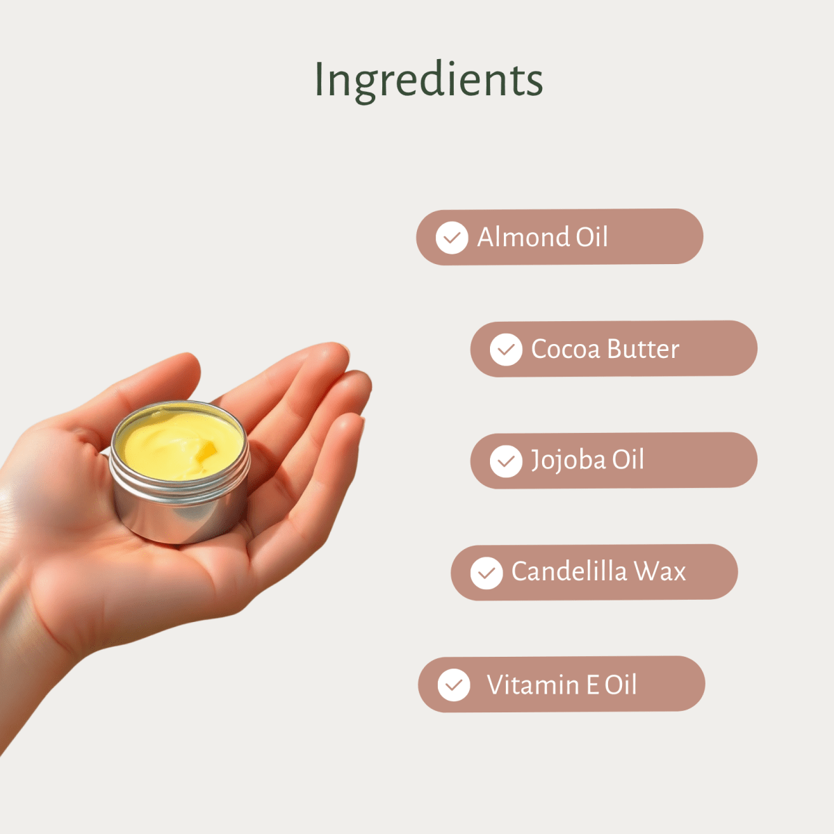 Cocoa Almond Lip Balm | For Dry & Chapped Lips – Lip Balms by Lilo Naturals available on Brown Living™. Pack Of 1 . SKU: SKU004 - 1. Img 3.