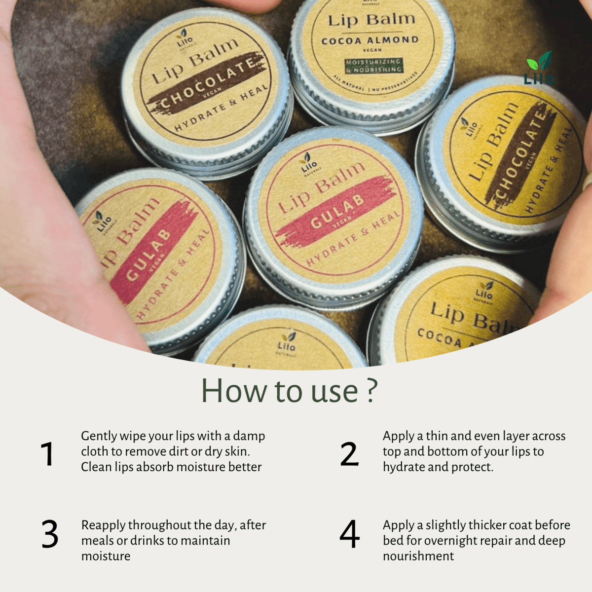 Cocoa Almond Lip Balm | For Dry & Chapped Lips – Lip Balms by Lilo Naturals available on Brown Living™. Pack Of 1 . SKU: SKU004 - 1. Img 5.
