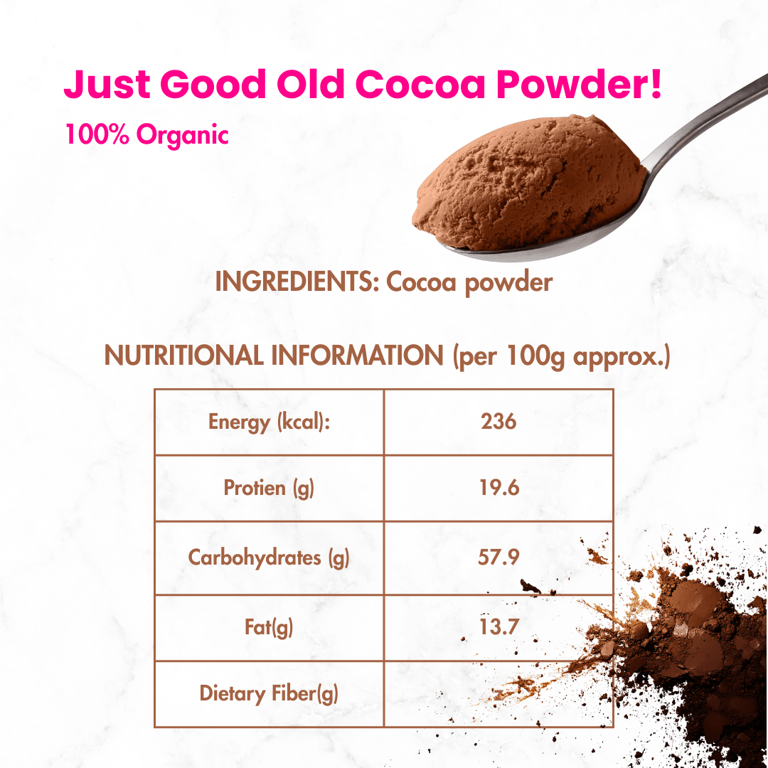 Cocoa Powder 500g | 100% Pure Unsweetened Cocoa – World Gourmet Food on Brown Living™. SKU: cocoa1. Img 3.