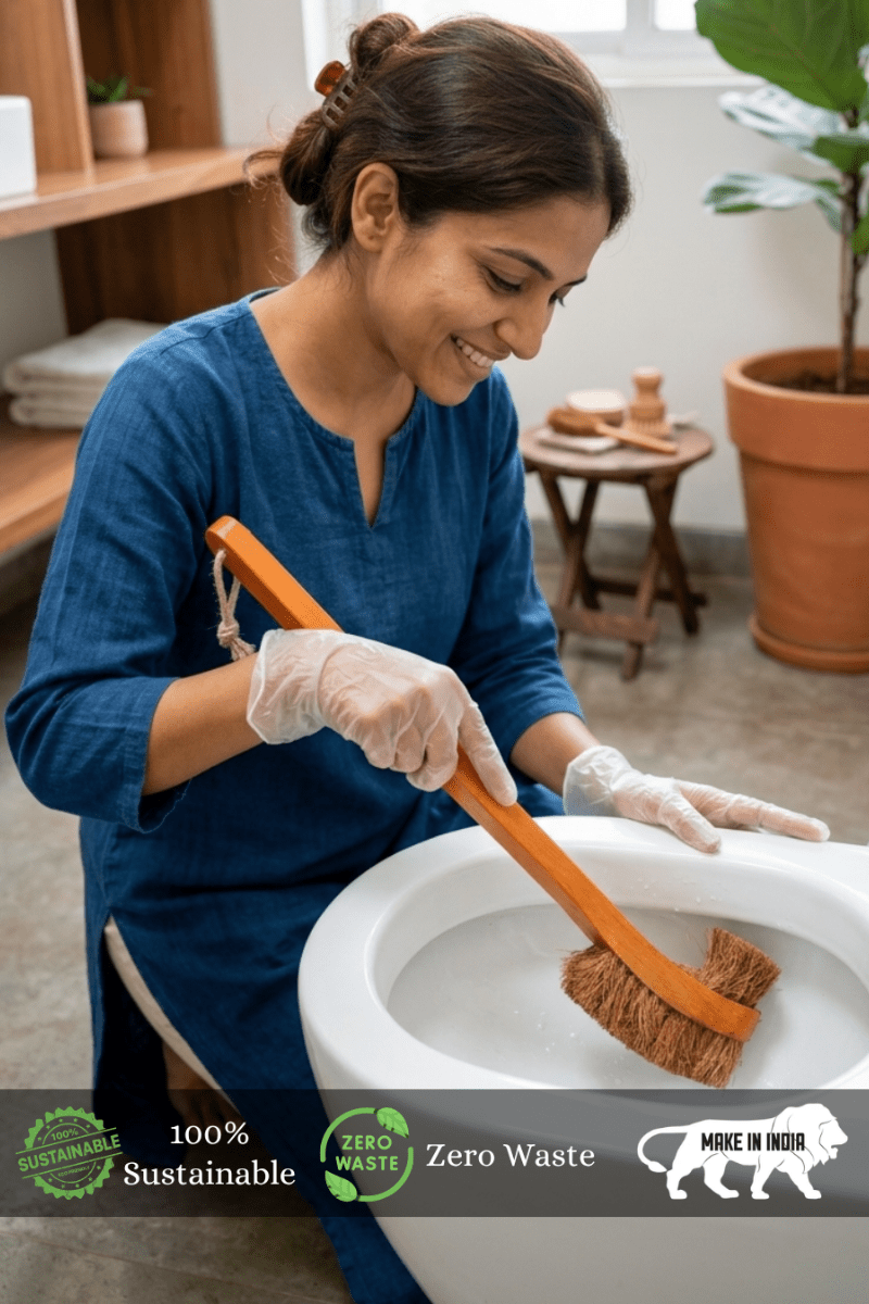 Coconut Coir Double Hockey Toilet Brush – Cleaning Products on Brown Living™. SKU: 076-16003-AS-CCTB-001-169. Img 4.