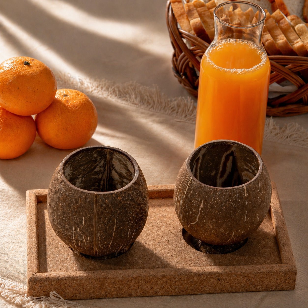 Coconut Shell Cup Set of 2 | 300–350 ml Natural Finish Cup – Cups & Saucers on Brown Living™. SKU: TGACUPLRG-2. Img 6.