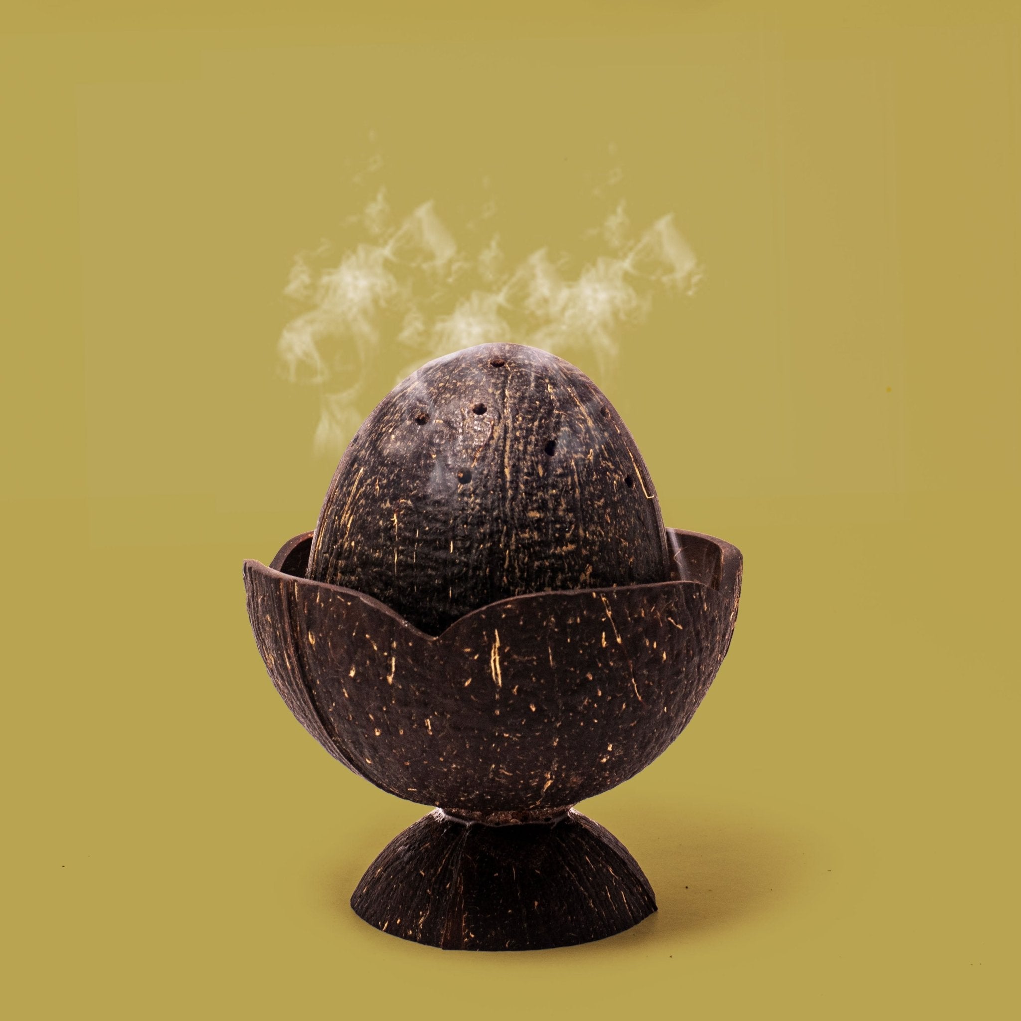 Coconut Shell Dhoop Holder | Natural Handmade Incense Holder – Home Decor on Brown Living™. SKU: EGDH01. Img 4.