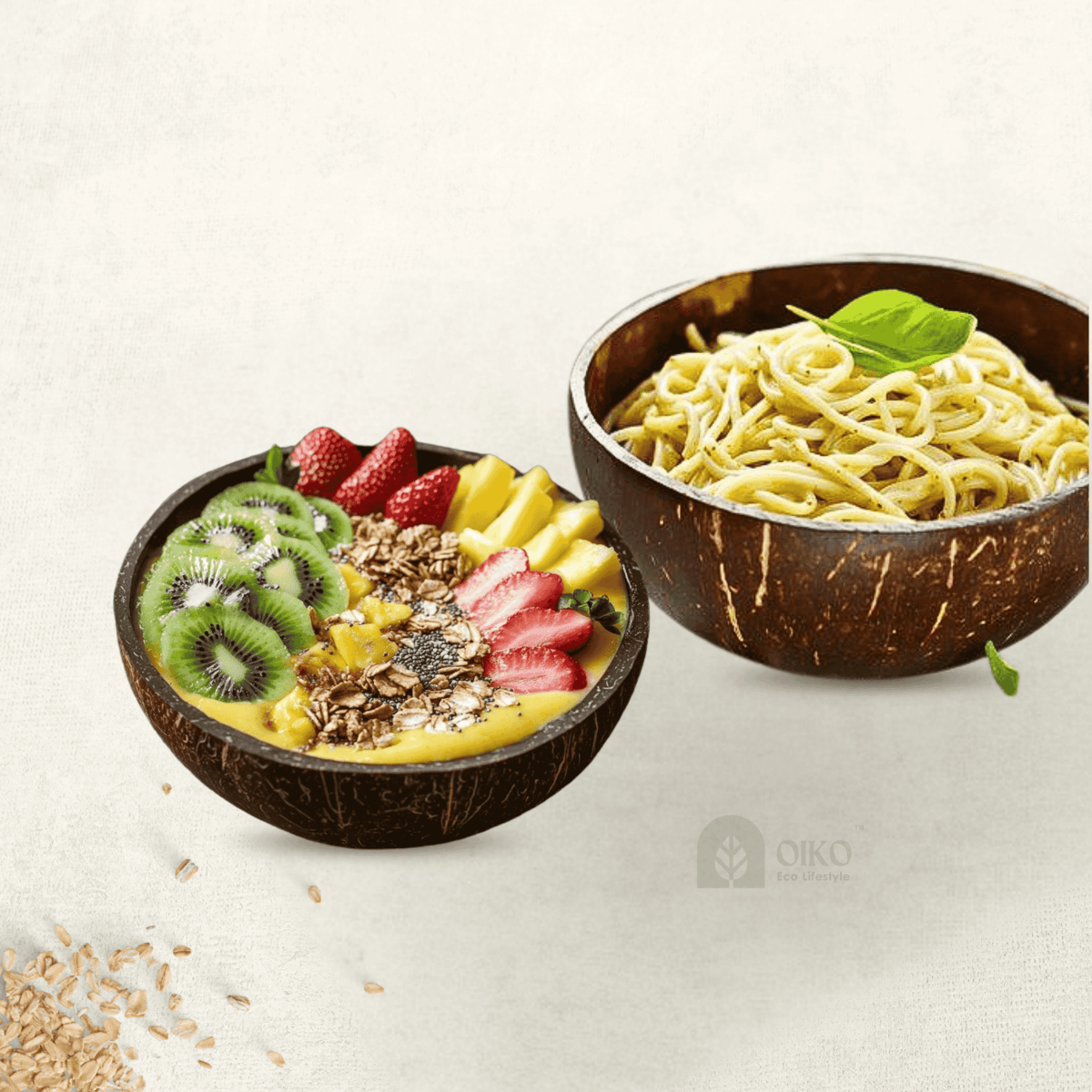 Coconut Shell Handcrafted Serving Bowl | 450–500ml | Set of 2 – Plates & Bowls by OIKO available on Brown Living™. . SKU: COBWP2. Img 1.