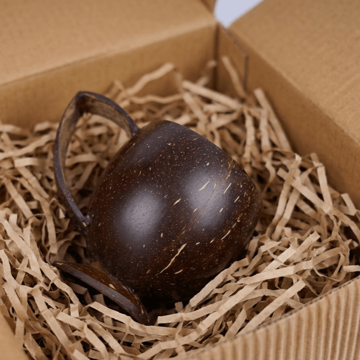 Coconut Shell Handmade Tea Cup | Natural Eco - Friendly Cup – Cups & Saucers on Brown Living™. SKU: KOT-DW-001. Img 2.
