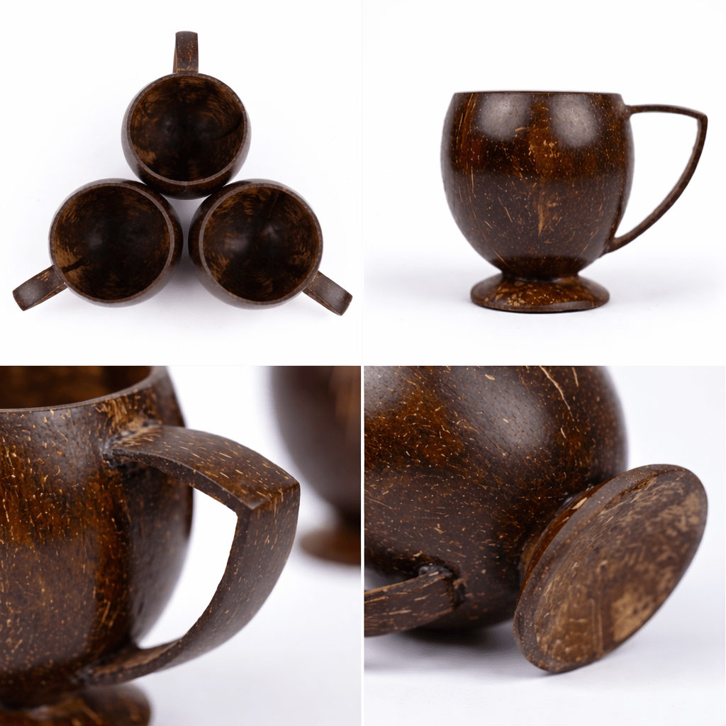 Coconut Shell Handmade Tea Cup | Natural Eco - Friendly Cup – Cups & Saucers on Brown Living™. SKU: KOT-DW-001. Img 5.