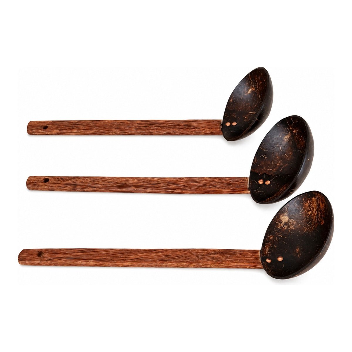 Coconut Shell Ladles/Spoon Set | Eco-Friendly Kitchen Utensils – Kitchen Tools on Brown Living™. SKU: TGALADLES-3. Img 2.