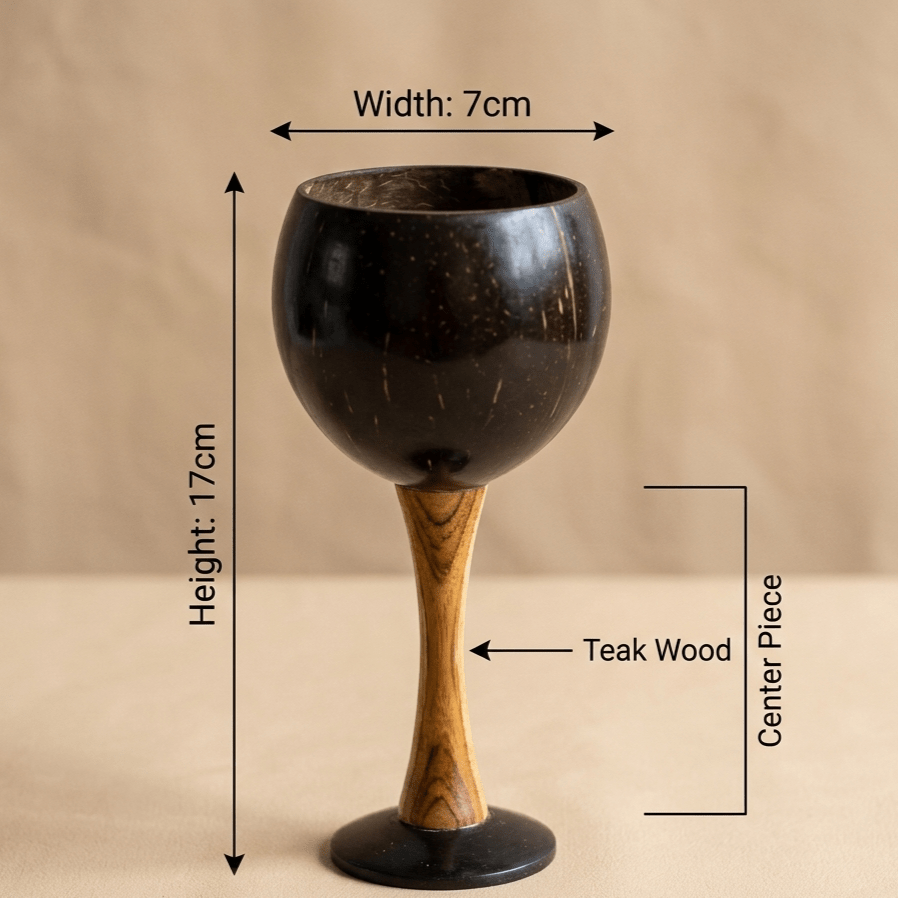 Coconut Shell Wine Cup | Handcrafted Natural Coconut Shell – Cups & Saucers on Brown Living™. SKU: KOT-DW-003. Img 3.