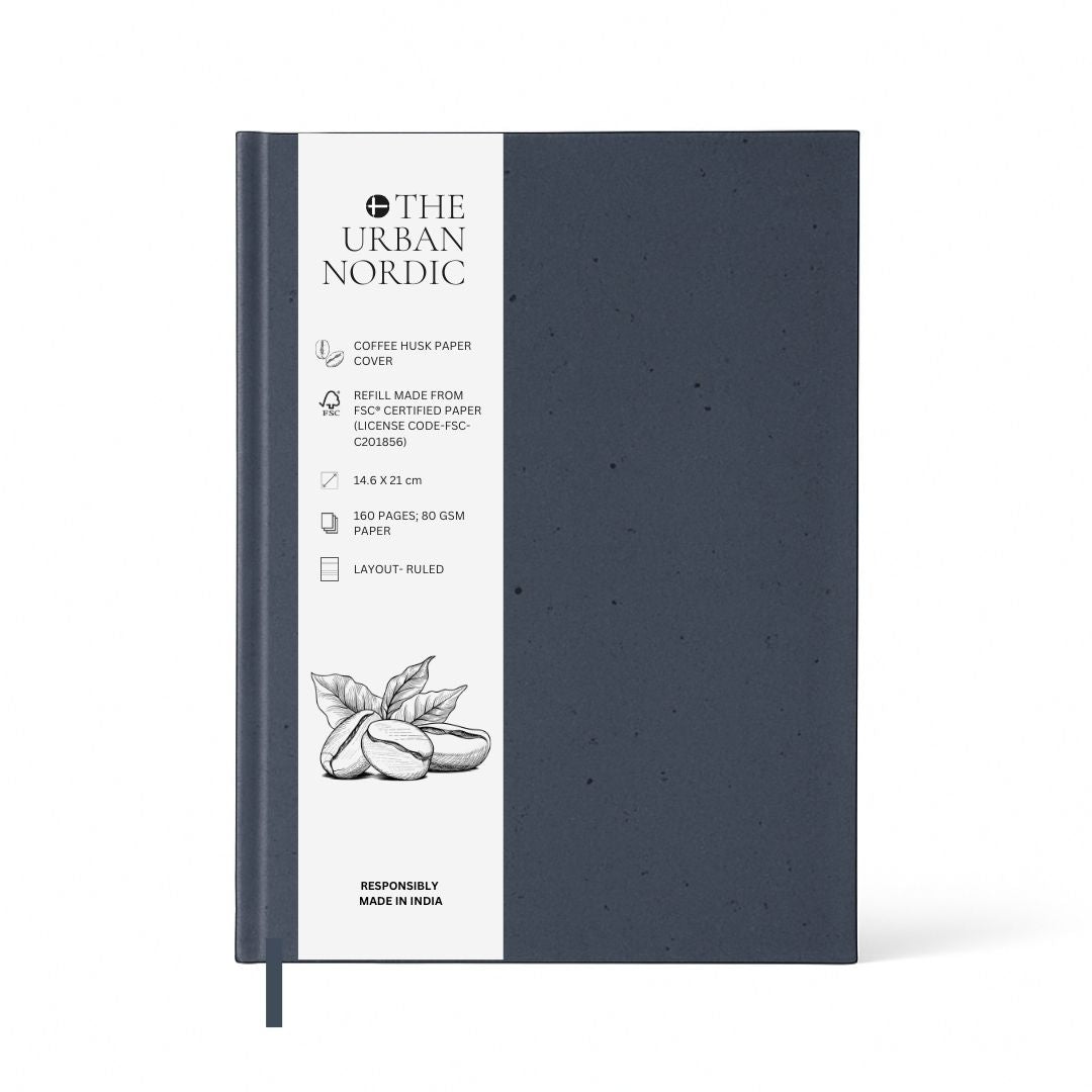 Coffee Husk Cover Hardbound Notebook with FSC Certified Paper, Noir – Notebooks & Notepads by The Urban Nordic available on Brown Living™. . SKU: BKCFHCFSCRD - A5 - 1. Img 3.