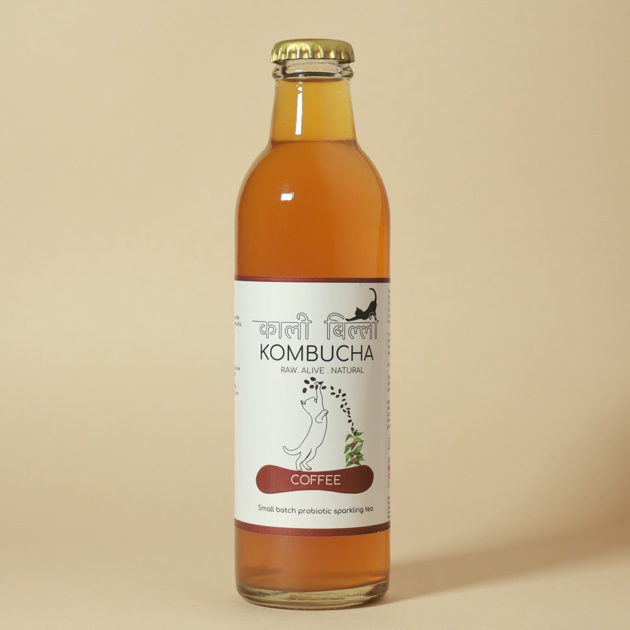 Coffee Kombucha 250ml | Probiotic Fermented Coffee Drink – Health & Energy Drinks on Brown Living™. SKU: KBKCF. Img 1.