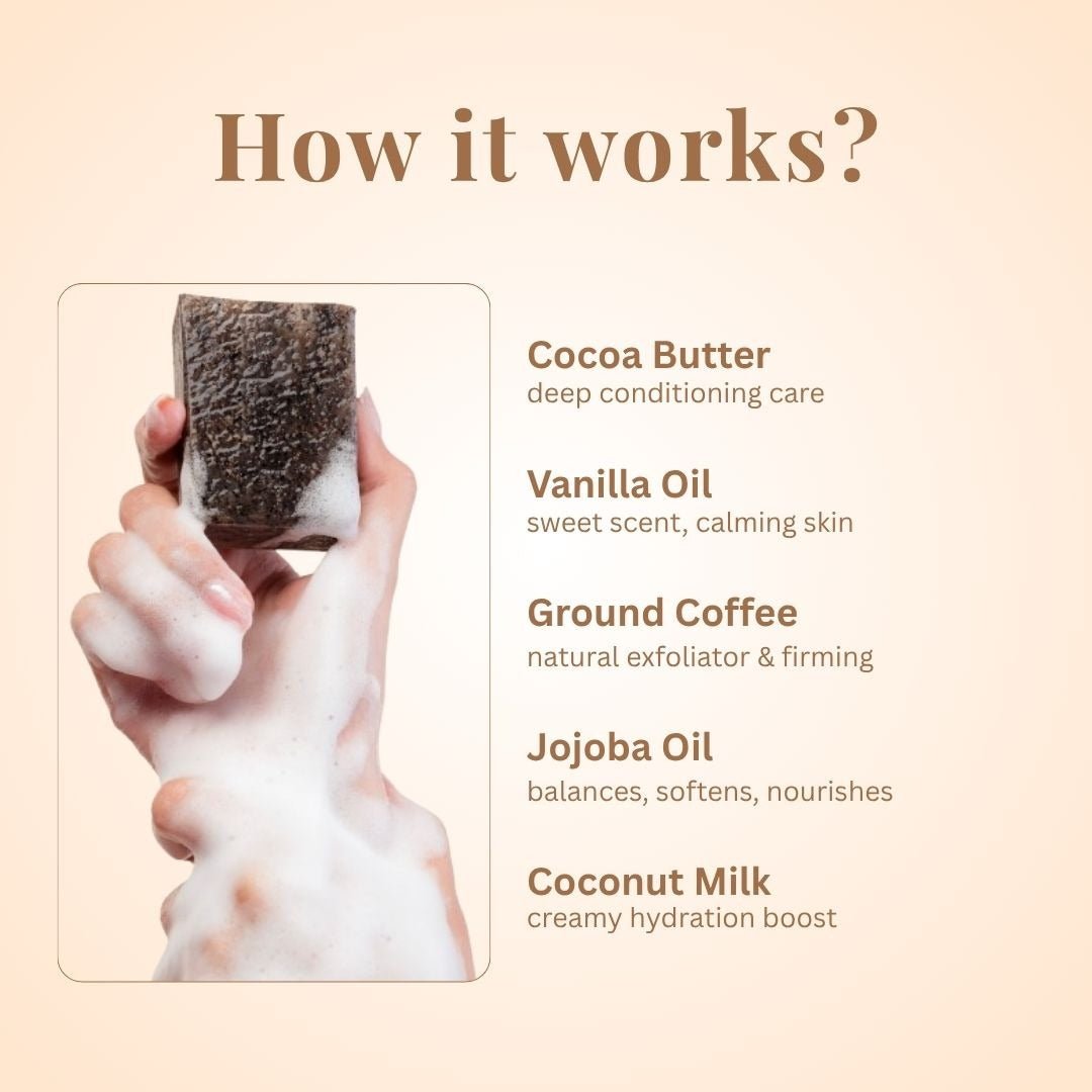 Coffee & Vanilla Soap Bar for Energizing Showers | 100g – Body Soap by Kaura available on Brown Living™. . SKU: KI338. Img 3.