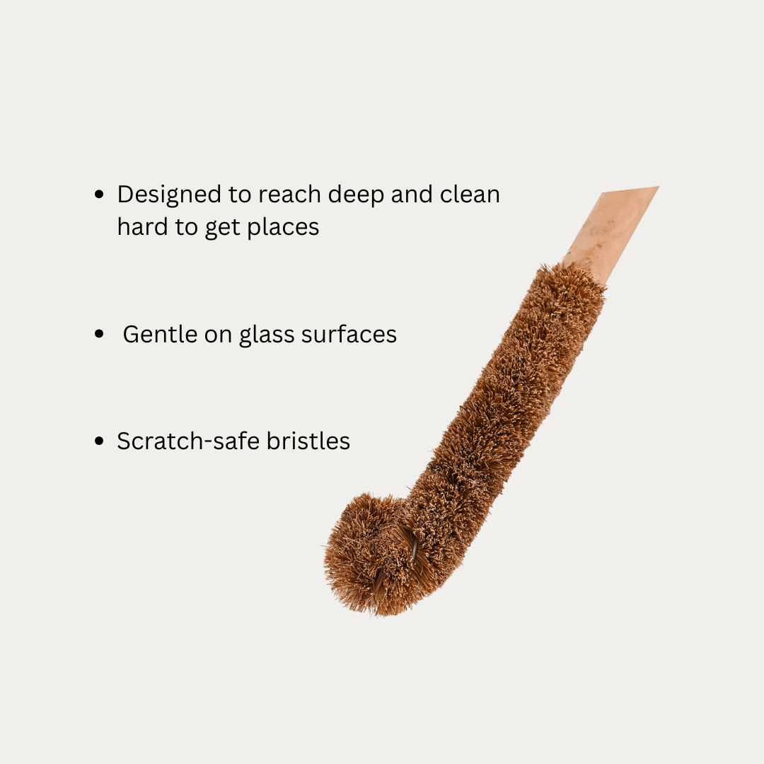 Coir Water Bottle Cleaner with Wooden Handle – Cleaning Products on Brown Living™. SKU: OIKCB01. Img 3.