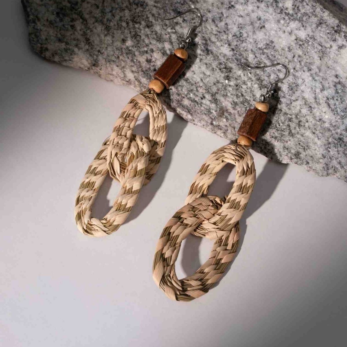 Combo of Sabai Grass Handweaving Loop Necklace and Earrings – Womens Earrings on Brown Living™. SKU: JCC033. Img 5.