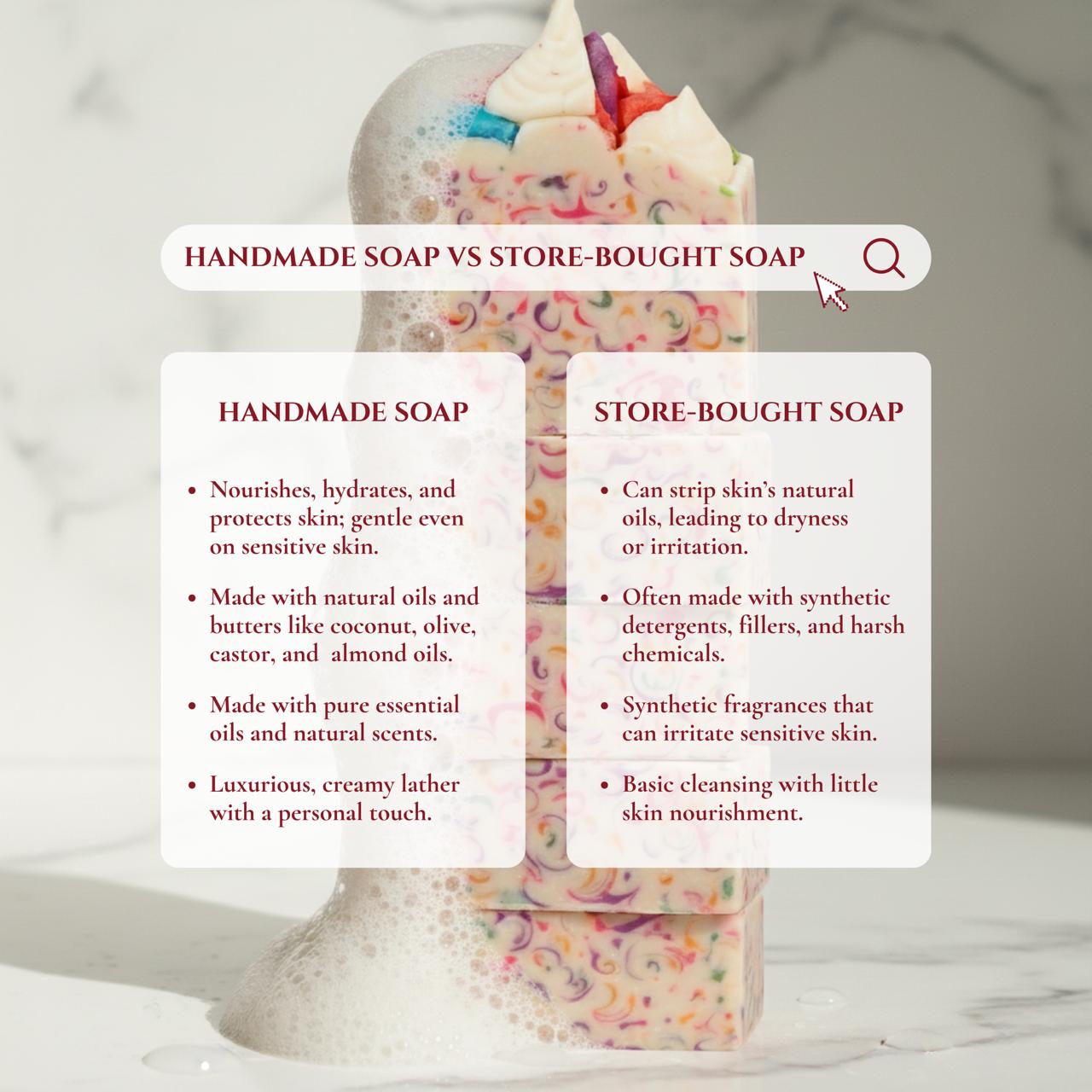 Confetti Soap Bars - Colorful Fun Handmade Bath Soap Set – Body Soap on Brown Living™. SKU: SS-30. Img 4.