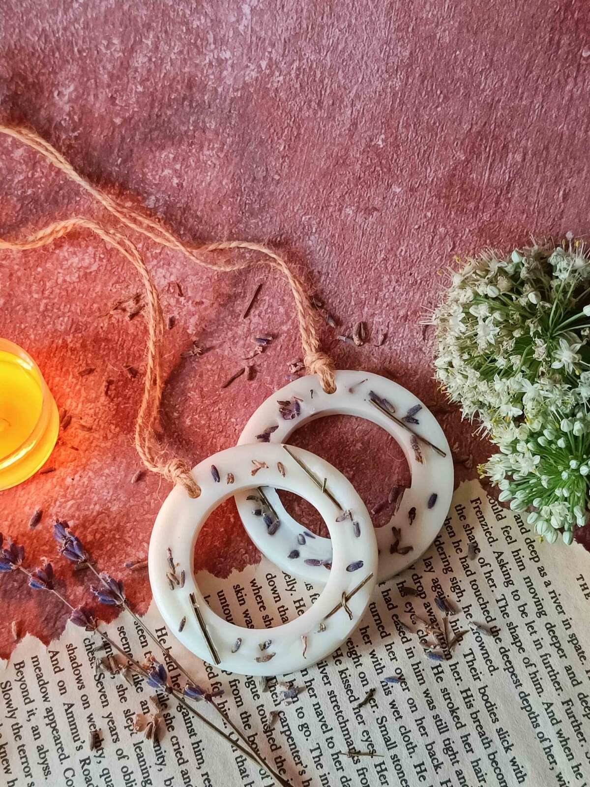 Scented Soywax Air Freshener - Hollow Circle - Lavender Buds | Verified Sustainable by Brown Living™