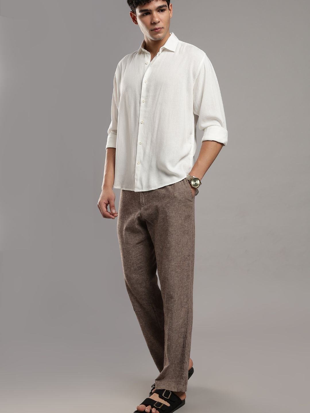 Cora Pure Linen White Full - Sleeve Men's Shirt – Mens Shirt on Brown Living™. SKU: LN-CR-F-S. Img 7.