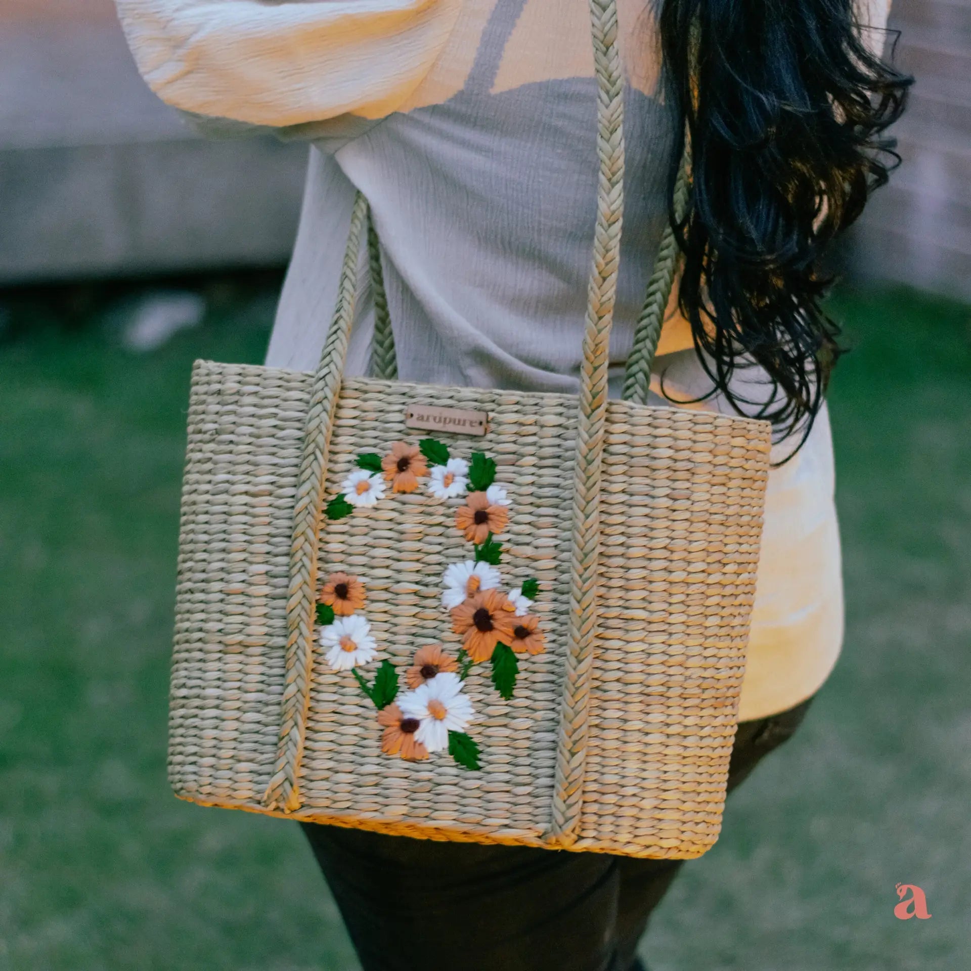 Coral Embroidered Kauna Beach Bag | Handwoven Summer Carry Bag – Handbags on Brown Living™. SKU: 450KD. Img 2.