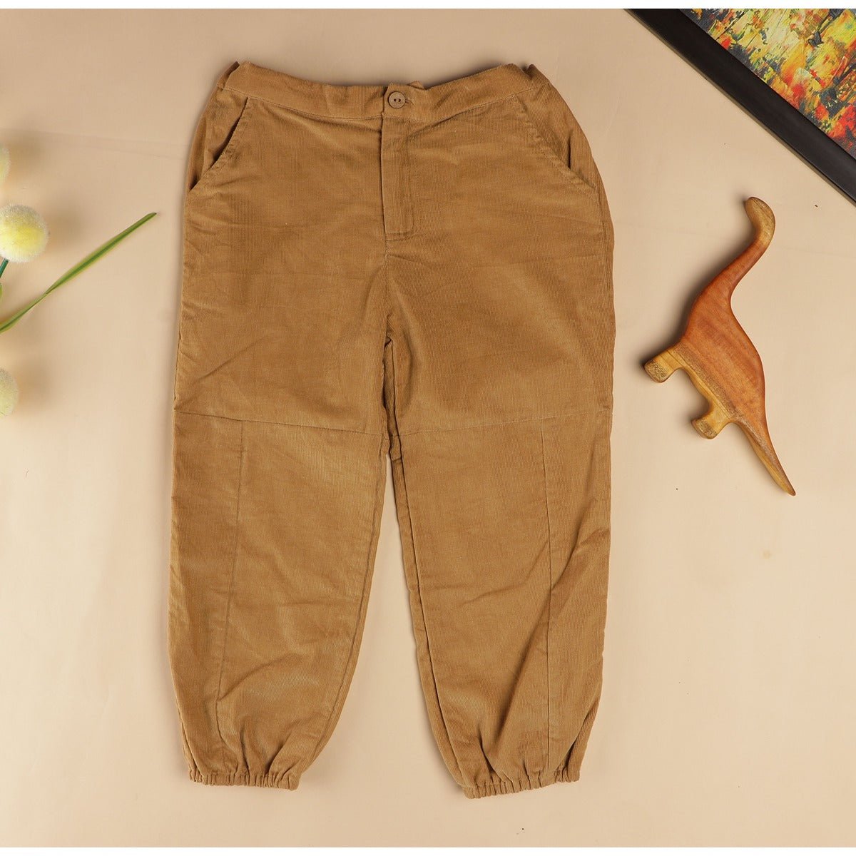 Corduroy Joggers | Soft Corduroy Pants for Kids | Jogger Style – Kids Daywear Sets on Brown Living™. SKU: MCBL106BG. Img 3.