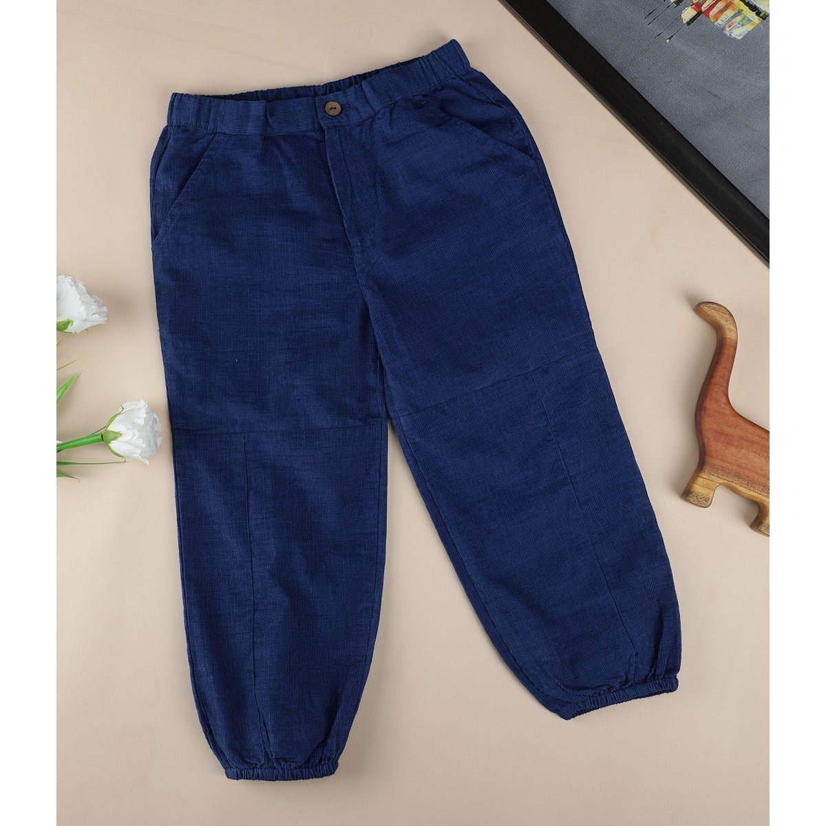 Corduroy Joggers | Soft Corduroy Pants for Kids | Jogger Style – Kids Daywear Sets on Brown Living™. SKU: MCBL112BL. Img 1.
