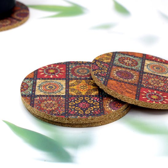 Cork Coasters Printed (Set of 4) – Coasters on Brown Living™. SKU: MJ00136TA. Img 1.