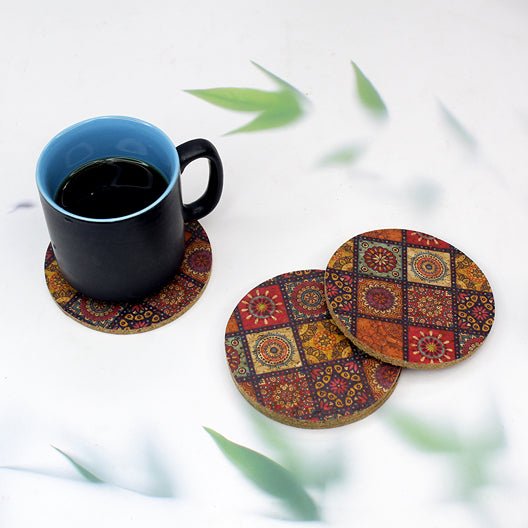 Cork Coasters Printed (Set of 4) – Coasters on Brown Living™. SKU: MJ00136TA. Img 2.