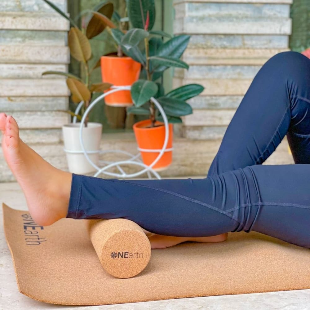 Cork Yoga Roller Natural Eco Friendly Foam Roller – Yoga Block on Brown Living™. SKU: OEP152. Img 1.