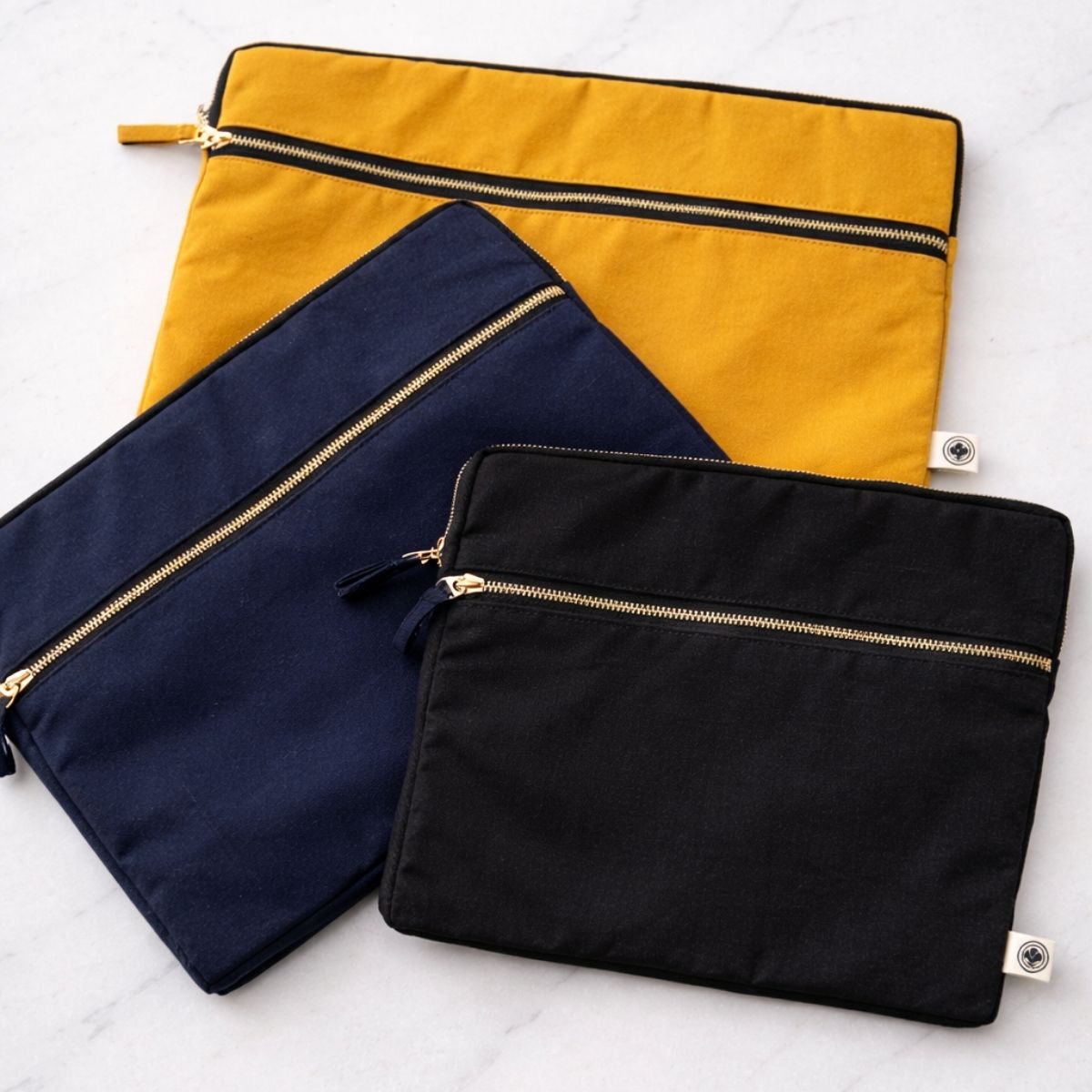 Cotton Canvas Laptop Sleeve – Lightweight Protective Sleeve for Laptop – Laptop Sleeve on Brown Living™. SKU: LAP007NB. Img 4.