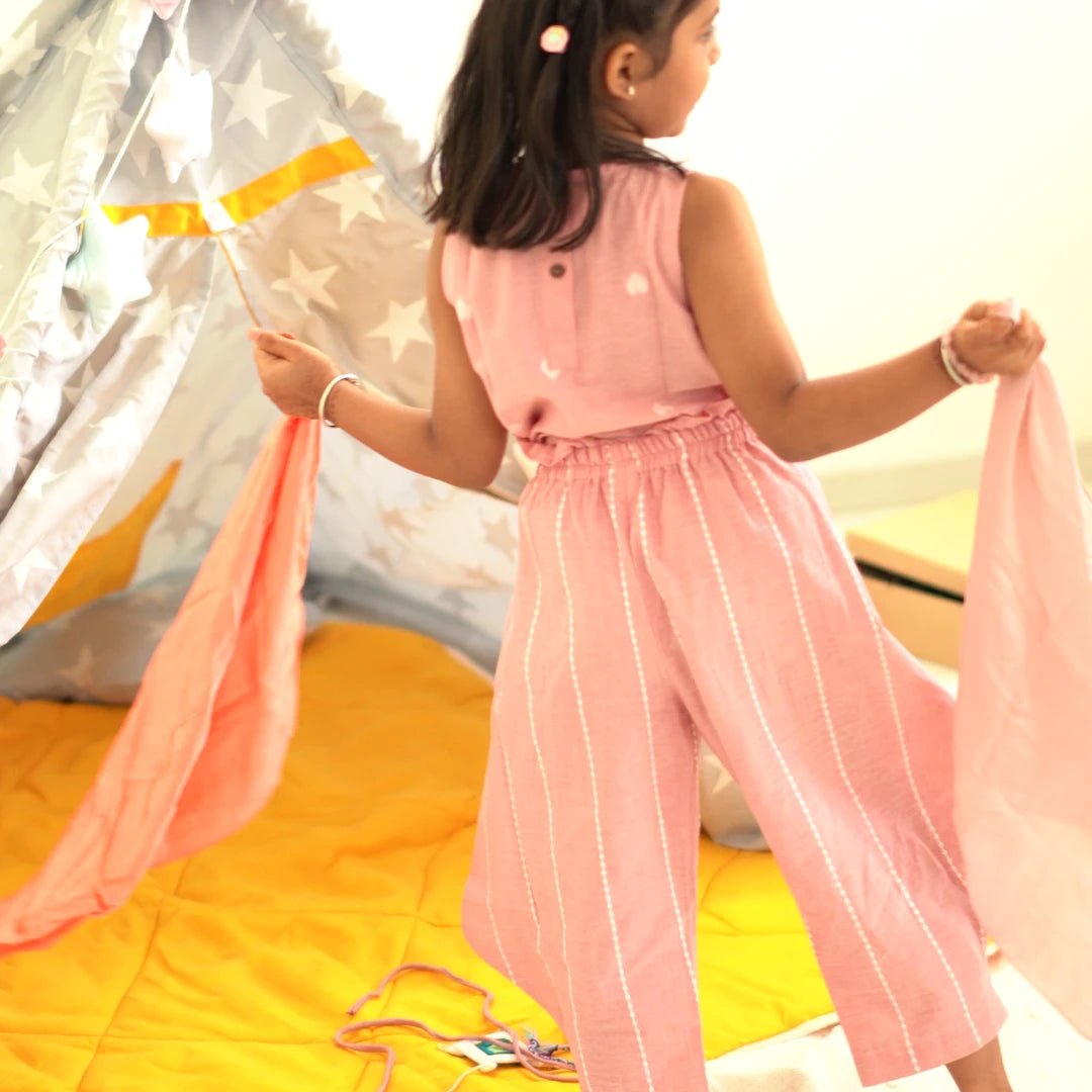 Cotton Co-Ord Set for Girls | Pure Handloom Cotton Matching Set – Kids Daywear Sets on Brown Living™. SKU: SCS101. Img 3.