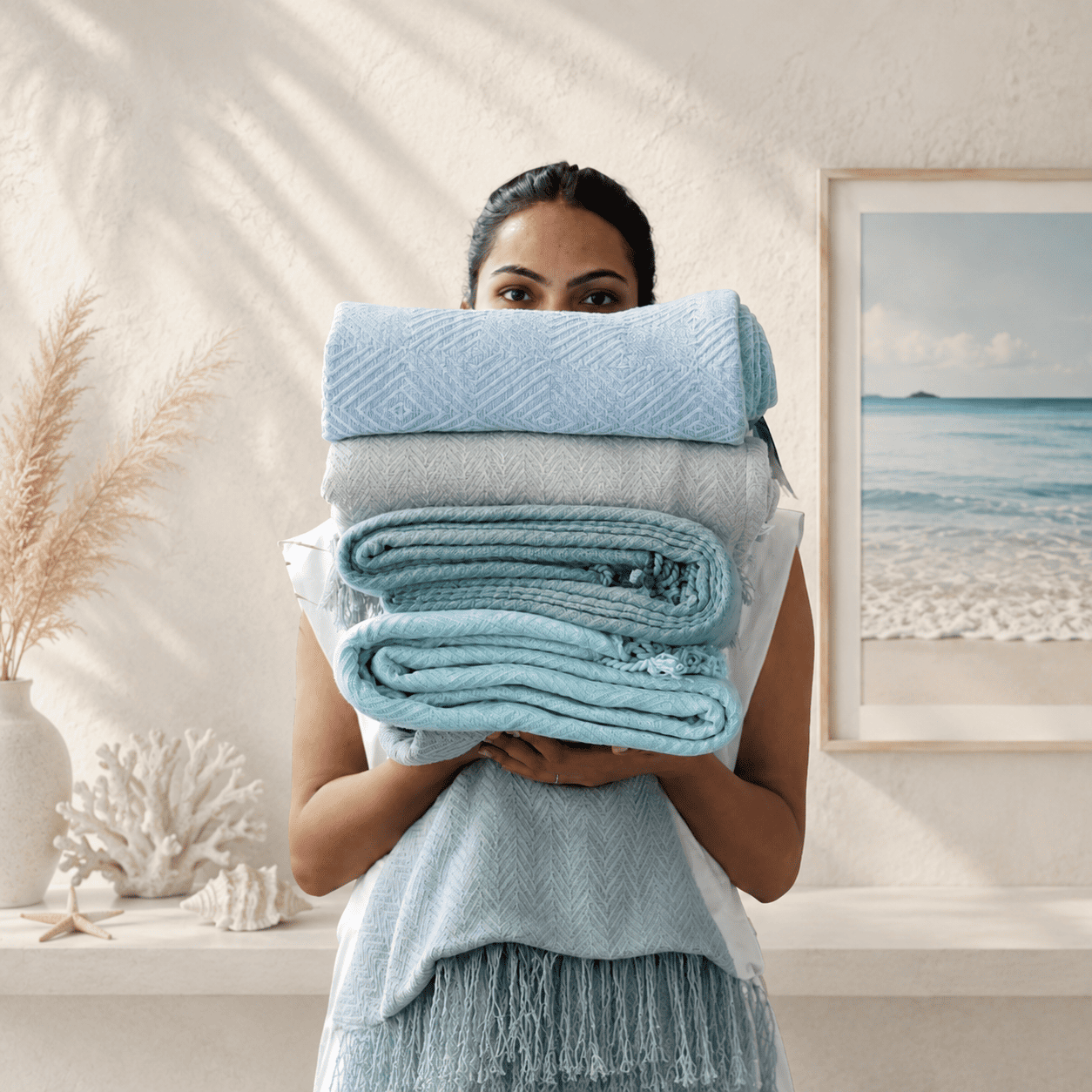 Cotton Diamond Throw Blanket | Soft Textured Home Blanket – Bedding on Brown Living™. SKU: ULTB002. Img 3.