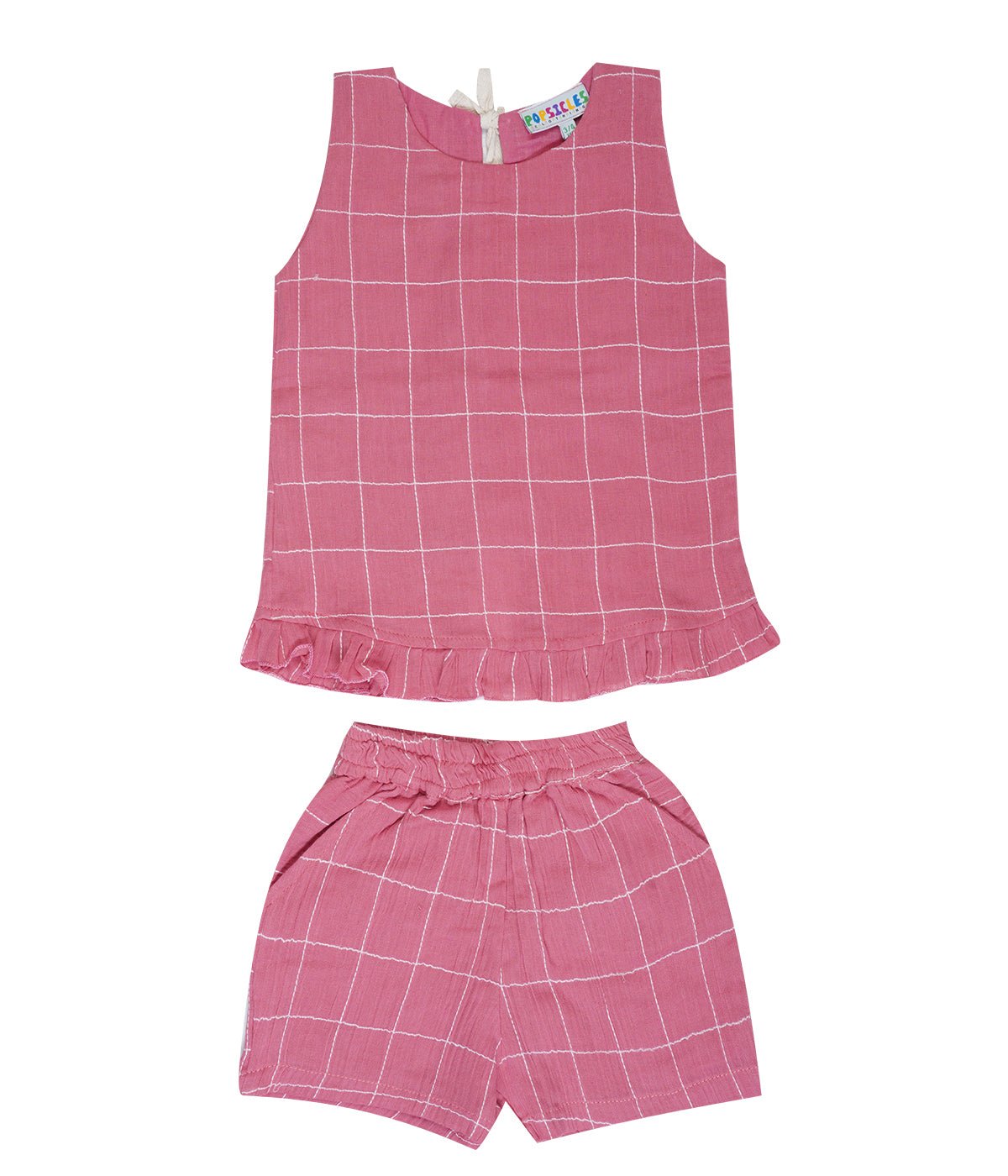 Cotton Pink Checkered Top & Pants Set Regular Fit for Girls – Kids Daywear Sets on Brown Living™. SKU: PG158_1. Img 1.